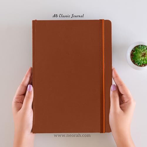 Neorah A5 Dot Grid Notebook -110 Gsm (210X148Mm)-A5 Notebook Hardcover|Sticker Label|Includes Silk Book Marks | Backpocket |Journal Box- Notebook For Office Work 160Pages |Completely Handmade (Brown)