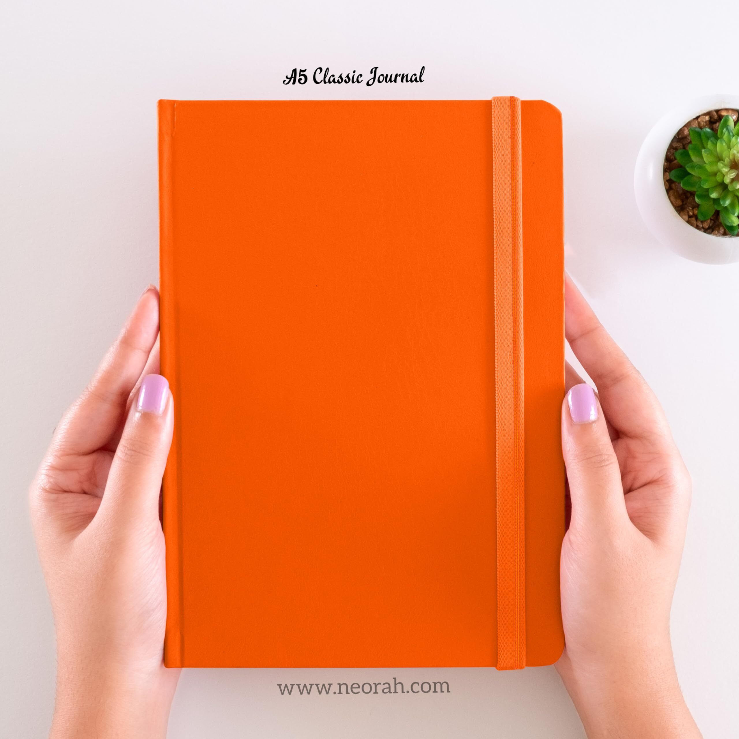 Neorah  A5 Squared Classic Notebook -110 Gsm (210X148Mm) -Hardcover Checked Journal| Includes Silk Book Marks | Backpocket |Sticker Label |Journal Box- Office Notebook Journal 160Pages | Completely Handmade (Orange)