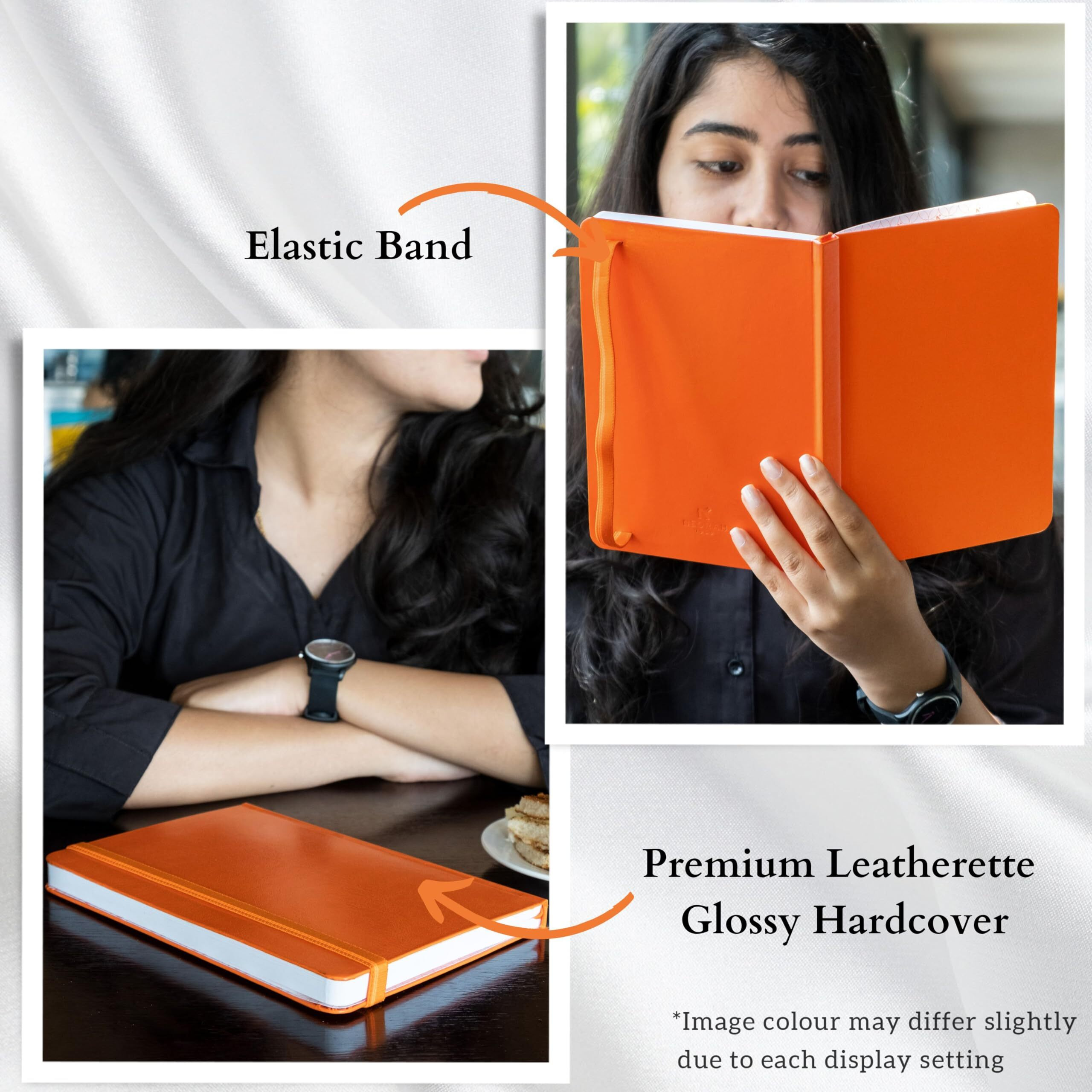 Neorah  A5 Squared Classic Notebook -110 Gsm (210X148Mm) -Hardcover Checked Journal| Includes Silk Book Marks | Backpocket |Sticker Label |Journal Box- Office Notebook Journal 160Pages | Completely Handmade (Orange)