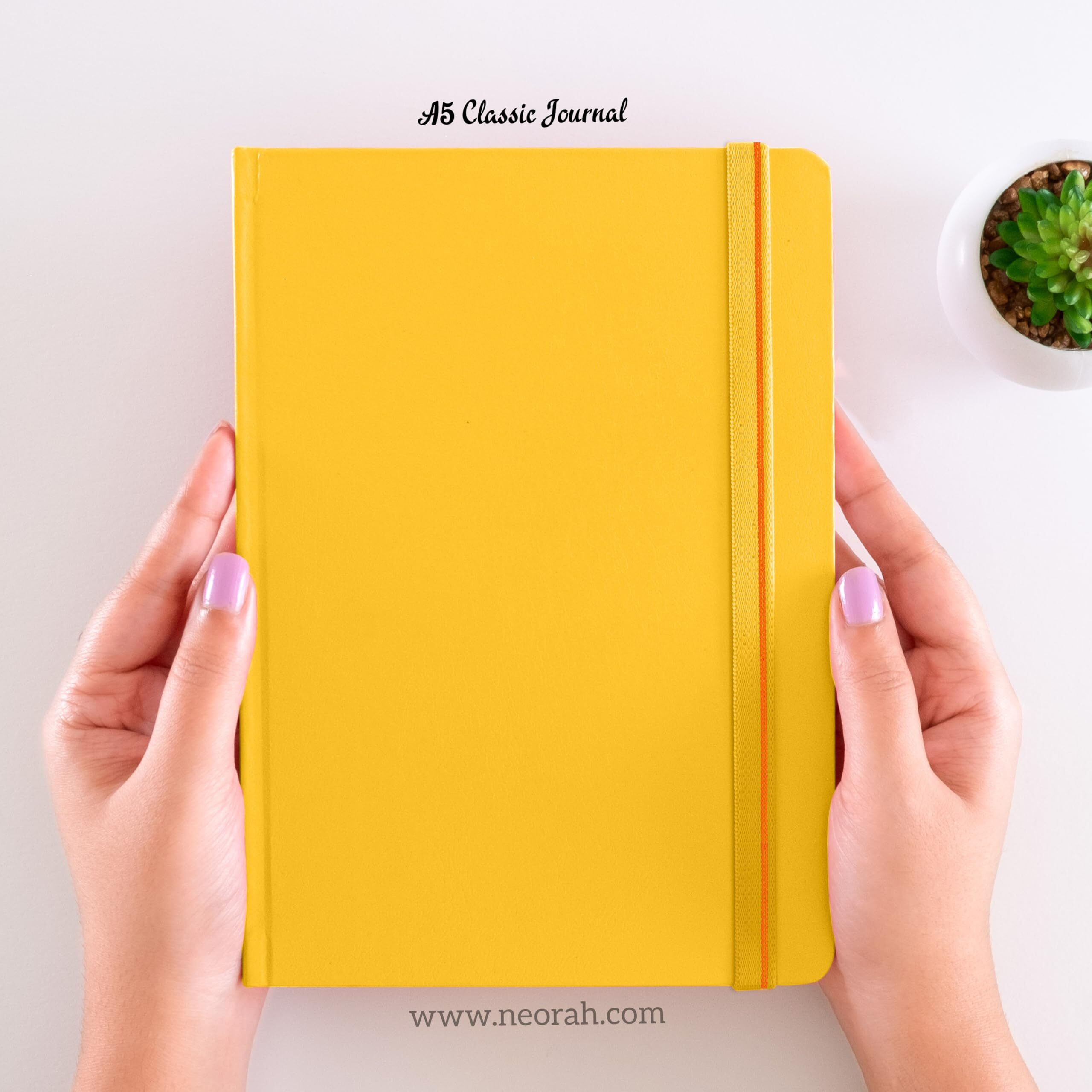 NeorahA5 Squared Classic Notebook -110 Gsm (210X148Mm)-Hardcover Checked Journal| Include Silk Book Marks |Backpocket |Sticker Label |Office Notebook Journal 160Pages |Completely Handmade (Yellow)