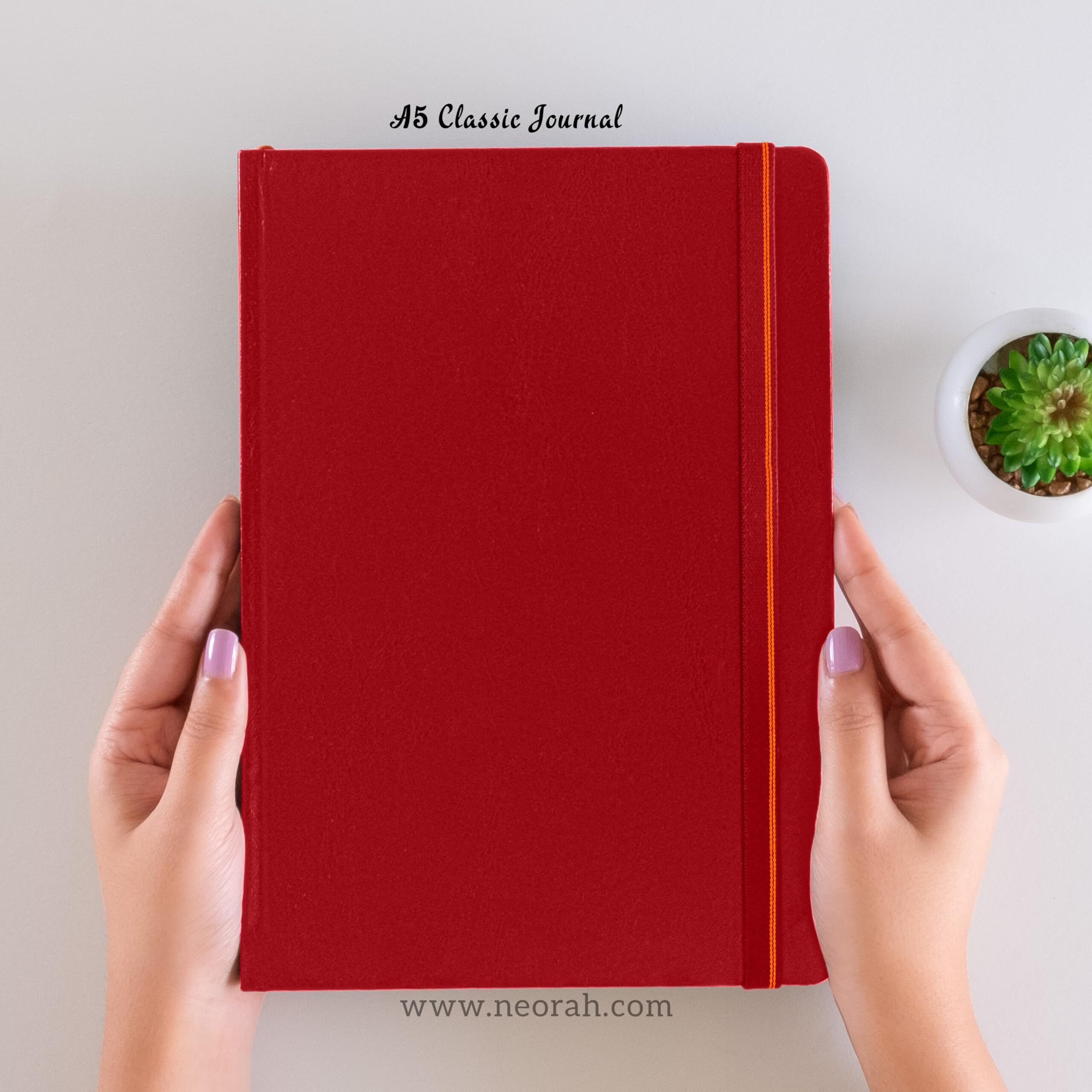 Neorah  A5 Ruled Classic Notebook -110 Gsm (210X148Mm) -Hardcover Ruled Journal| Includes Silk Book Marks | Backpocket |Sticker Label |Journal Box- Office Notebook Journal 160Pages | Completely Handmade (Red)