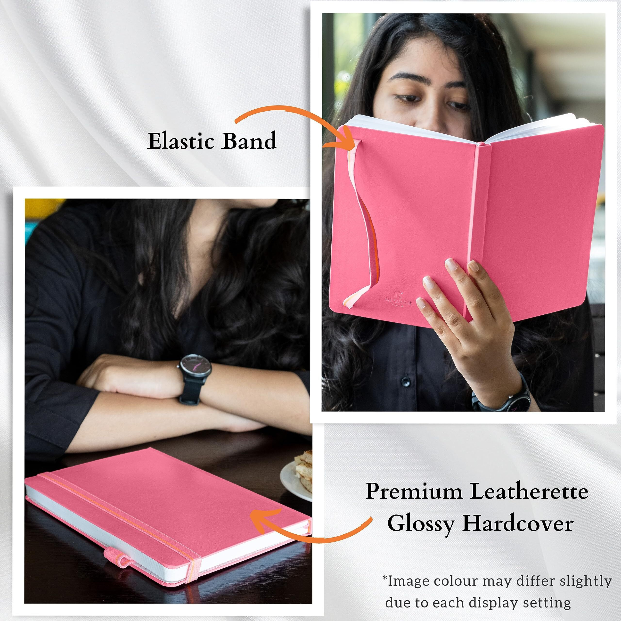NeorahA5 Ruled Classic Notebook-110 Gsm(210X148Mm) Hardcover Ruled Journal| Include Silk Bookmark| Backpocket|Sticker Label|Journal Box-Office Notebook Journal 160Pages|Completely Handmade-Pink