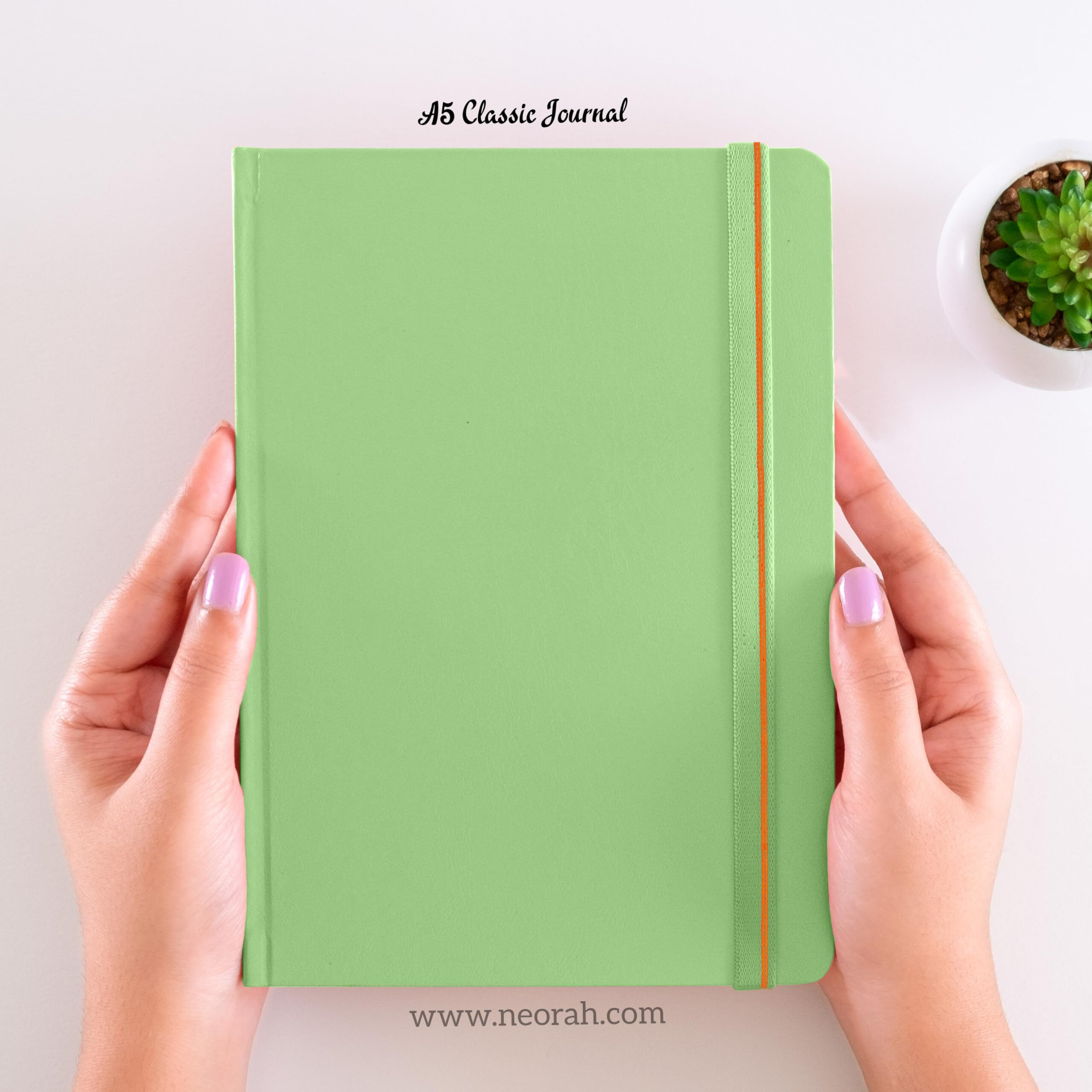 Neorah  A5 Ruled Classic Notebook -110 Gsm (210X148Mm) -Hardcover Ruled Journal| Includes Silk Book Marks | Backpocket |Sticker Label |Journal Box- Office Notebook Journal 160Pages | Completely Handmade (Light Green)