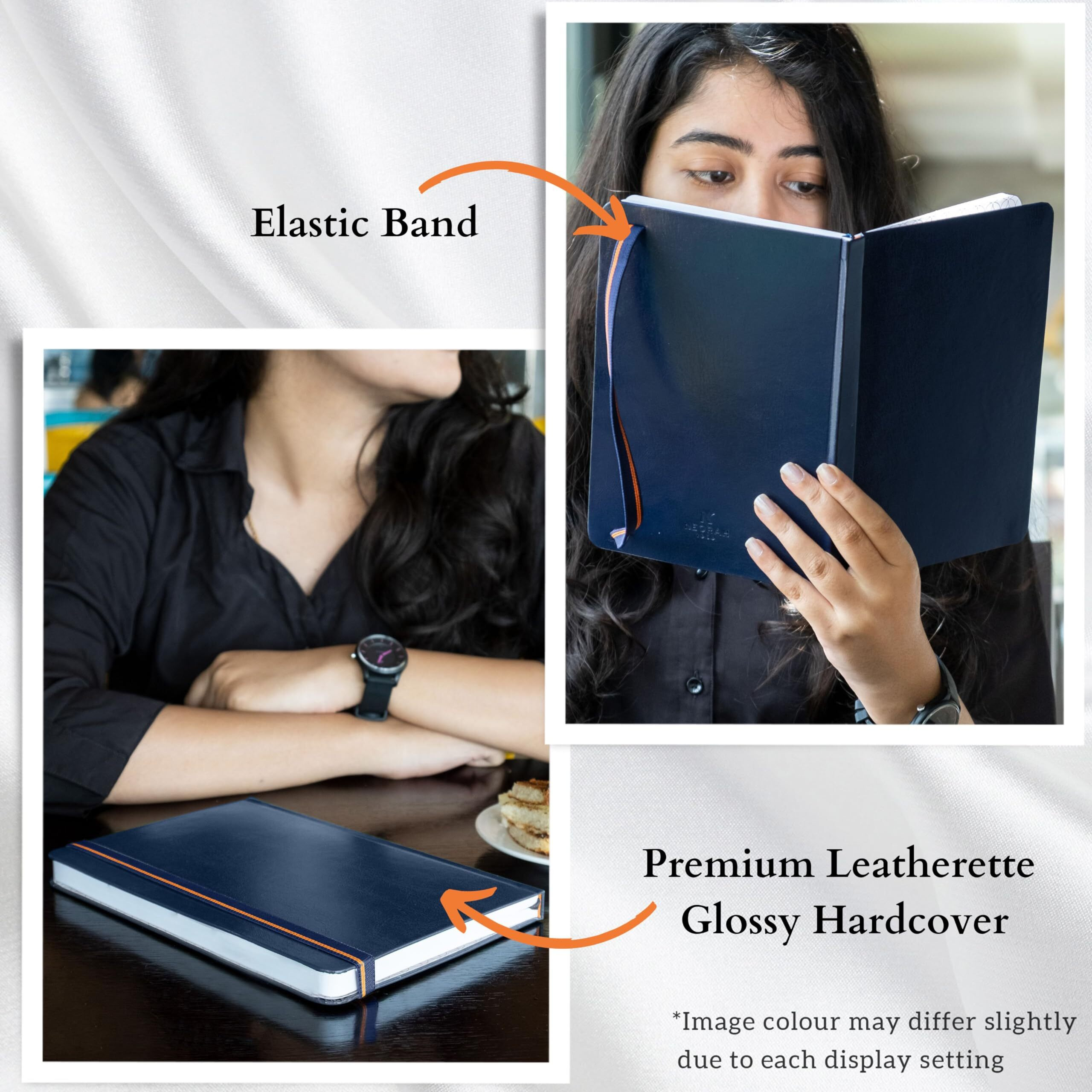 Neorah  A5 Plain Classic Notebook -110 Gsm (210X148Mm) -Hardcover Unruled Journal| Includes Silk Book Marks | Backpocket |Sticker Label |Journal Box- Office Notebook Journal 160Pages | Completely Handmade (Dark Blue)