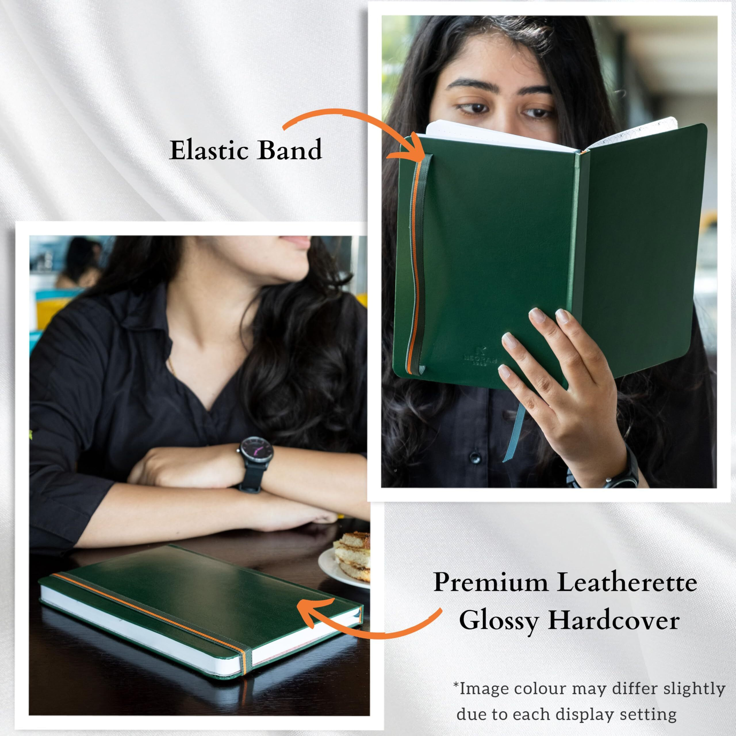 Neorah  A5 Plain Classic Notebook -110 Gsm (210X148Mm) -Hardcover Unruled Journal| Includes Silk Book Marks | Backpocket |Sticker Label |Journal Box- Office Notebook Journal 160Pages | Completely Handmade (Dark Green)