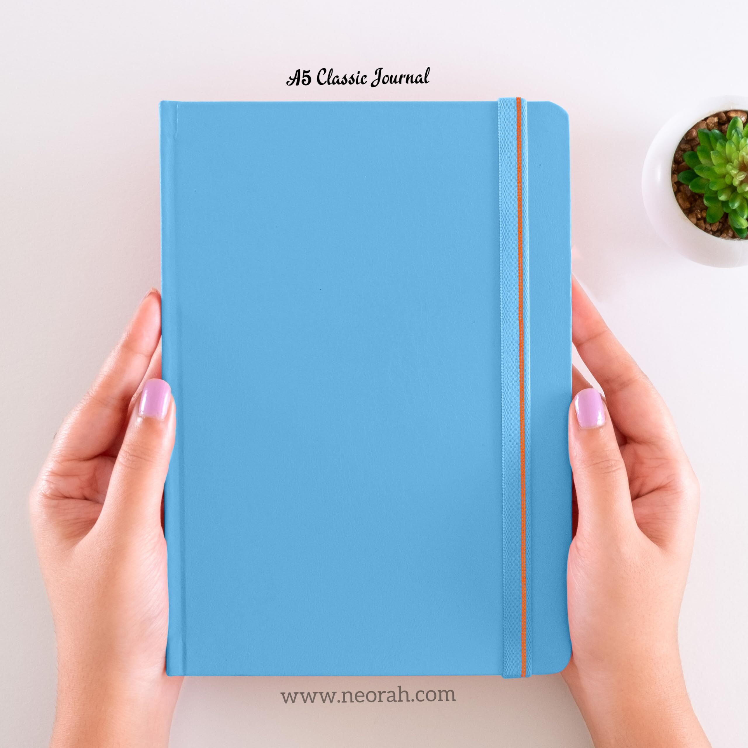 Neorah  A5 Plain Classic Notebook -110 Gsm (210X148Mm) -Hardcover Unruled Journal| Includes Silk Book Marks | Backpocket |Sticker Label |Journal Box- Office Notebook Journal 160Pages | Completely Handmade (Light Blue)