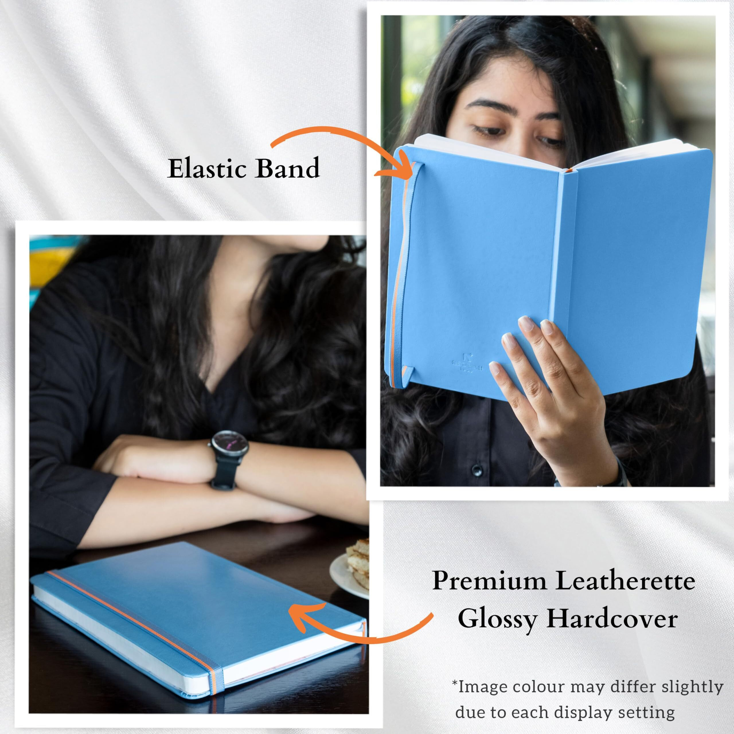 Neorah  A5 Plain Classic Notebook -110 Gsm (210X148Mm) -Hardcover Unruled Journal| Includes Silk Book Marks | Backpocket |Sticker Label |Journal Box- Office Notebook Journal 160Pages | Completely Handmade (Light Blue)