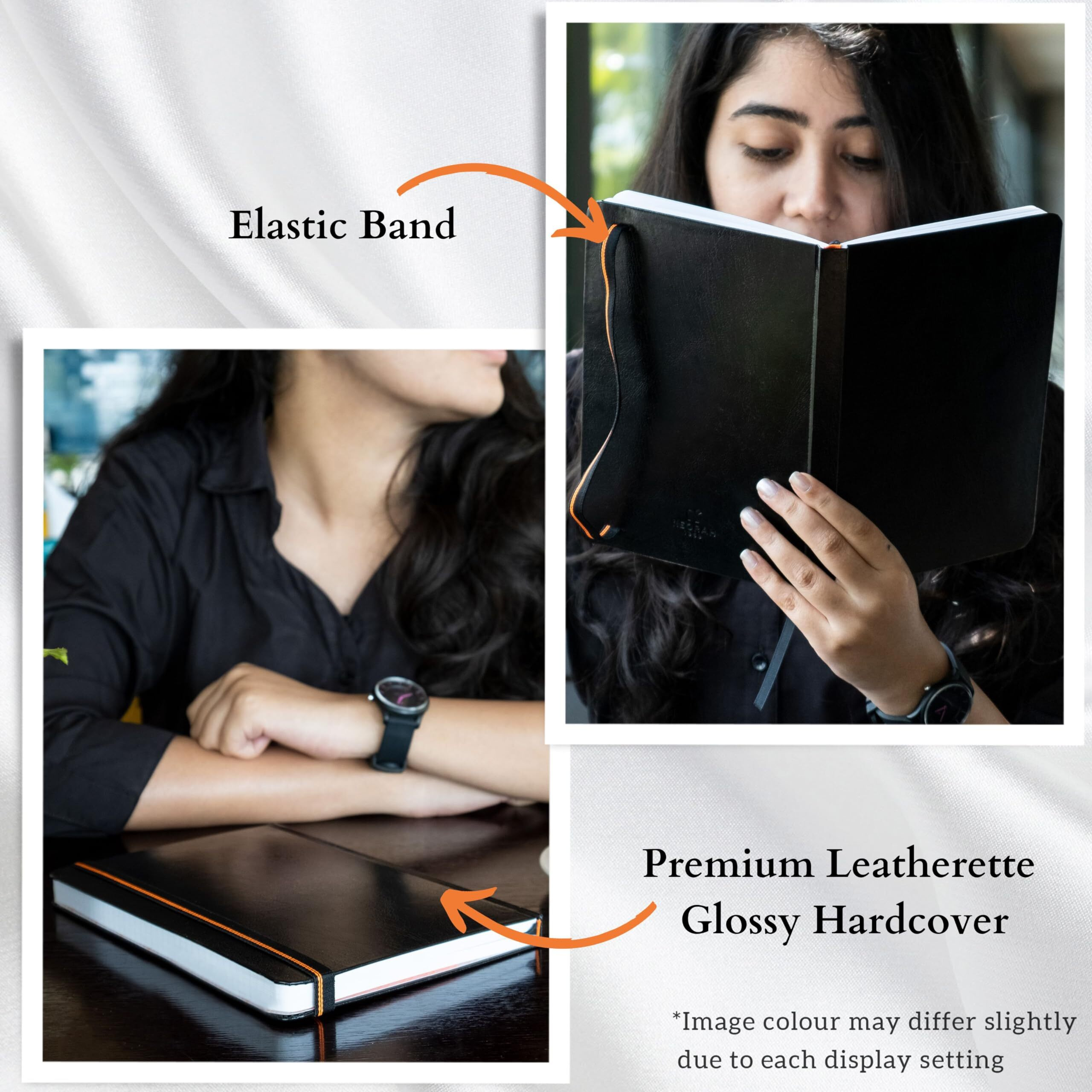 Neorah A5 Unruled Classic Notebook -110 Gsm (210X148Mm)-Hardcover Plain Journal| Include Silk Book Marks |Backpocket |Sticker Label |Office Notebook Journal 160Pages|Completely Handmade (Black)
