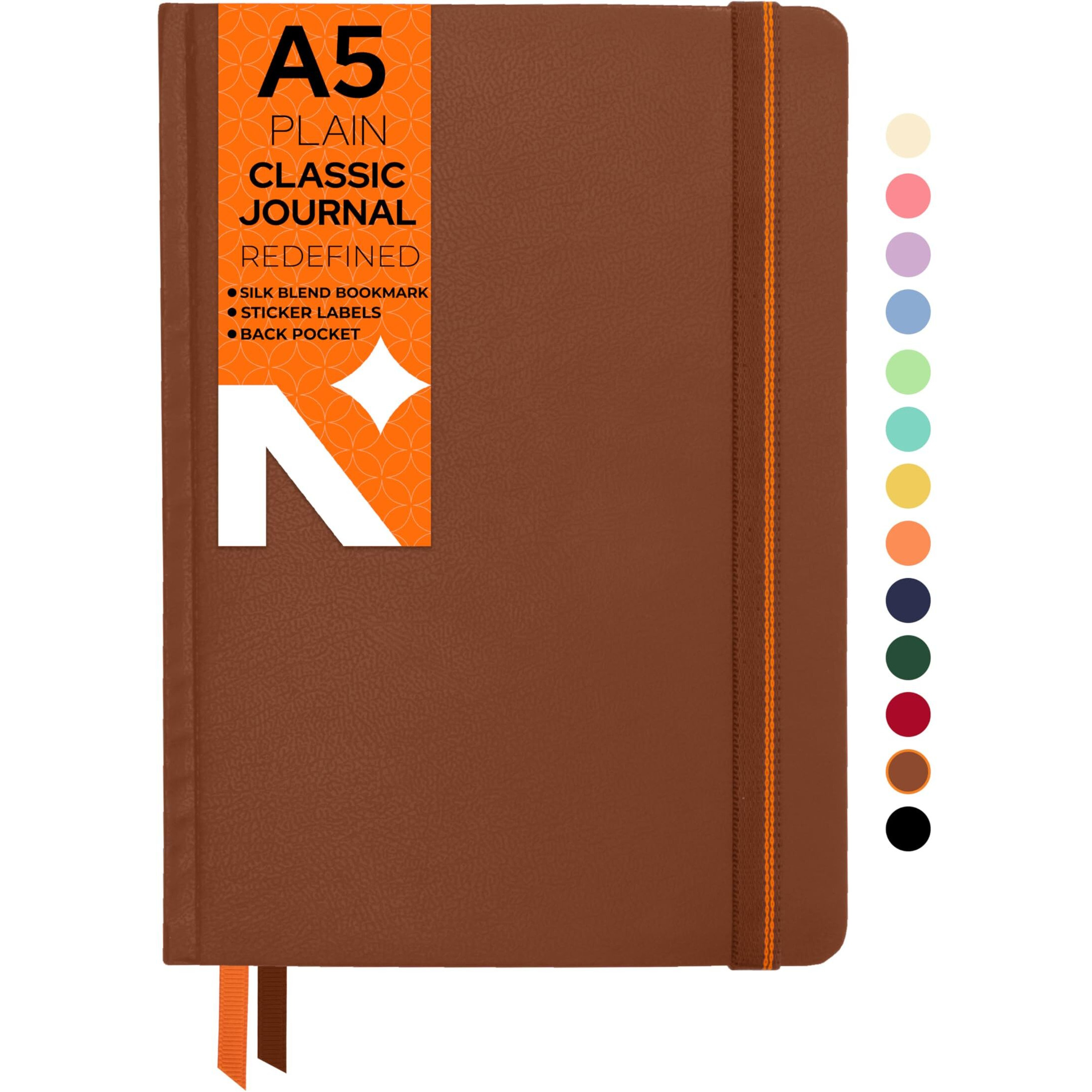 Neorah  A5 Plain Classic Notebook -110 Gsm (210X148Mm) -Hardcover Unruled Journal| Includes Silk Book Marks | Backpocket |Sticker Label |Journal Box- Office Notebook Journal 160Pages | Completely Handmade (Brown)