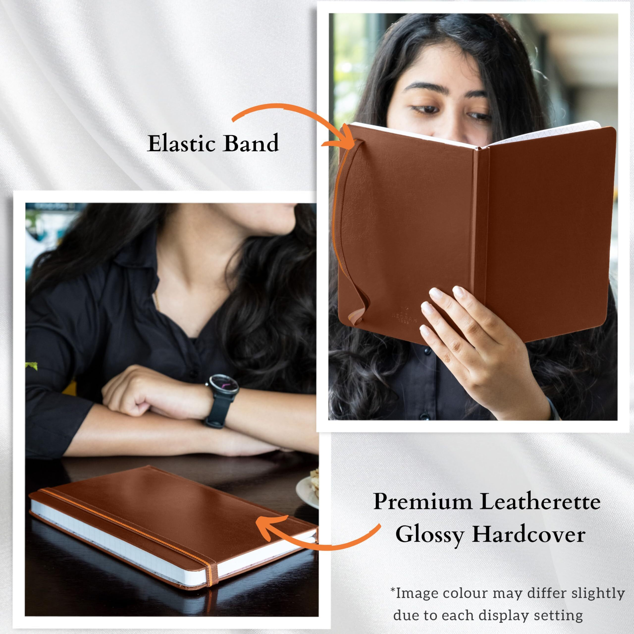Neorah  A5 Plain Classic Notebook -110 Gsm (210X148Mm) -Hardcover Unruled Journal| Includes Silk Book Marks | Backpocket |Sticker Label |Journal Box- Office Notebook Journal 160Pages | Completely Handmade (Brown)
