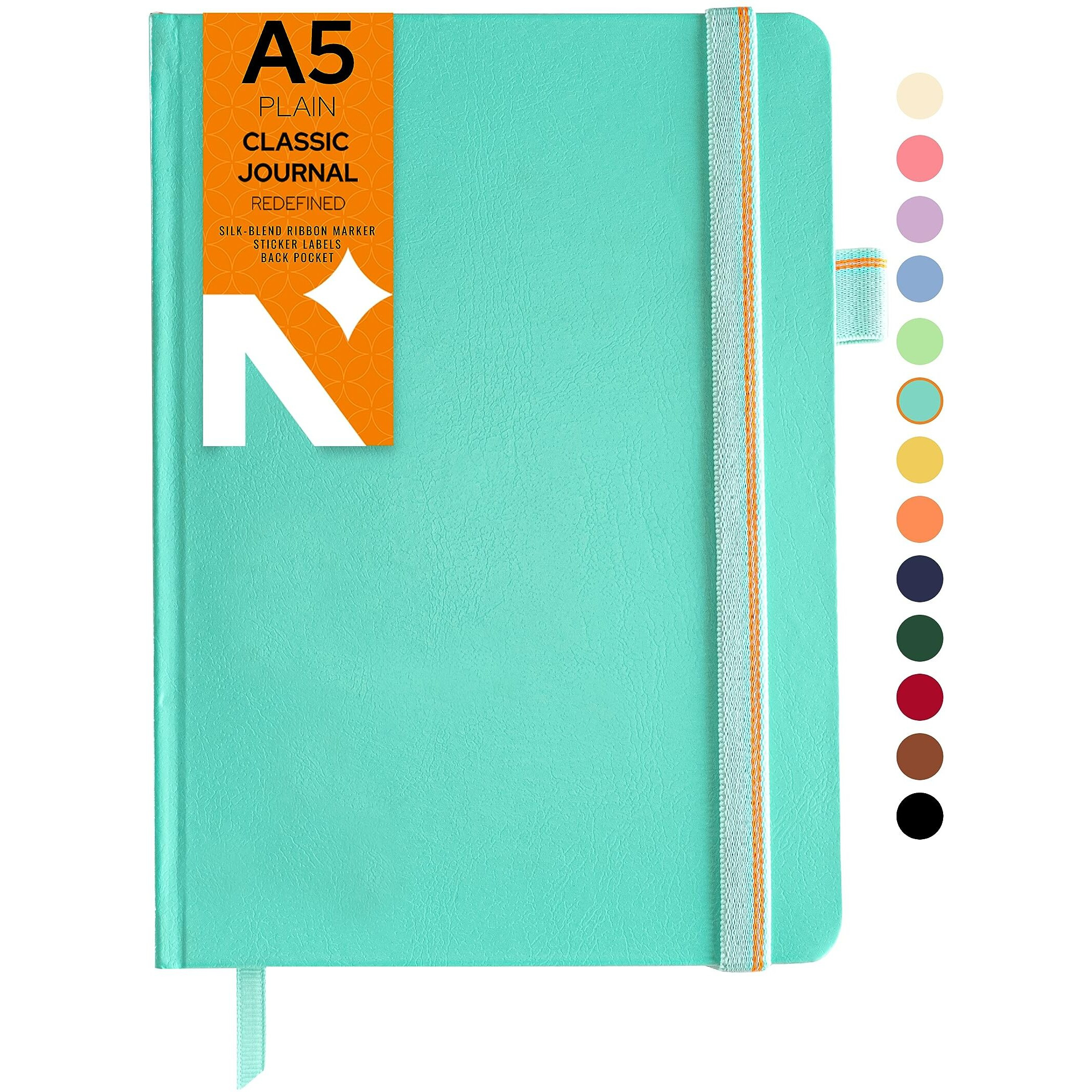 Neorah A5 Plain Classic Notebook-110 Gsm(210X148Mm)Hardcover Unruled Journal| Includes Silk Bookmark| Backpocket|Sticker Label |Journal Box- Office Notebook Journal 160Pages| Completely Handmade-Teal