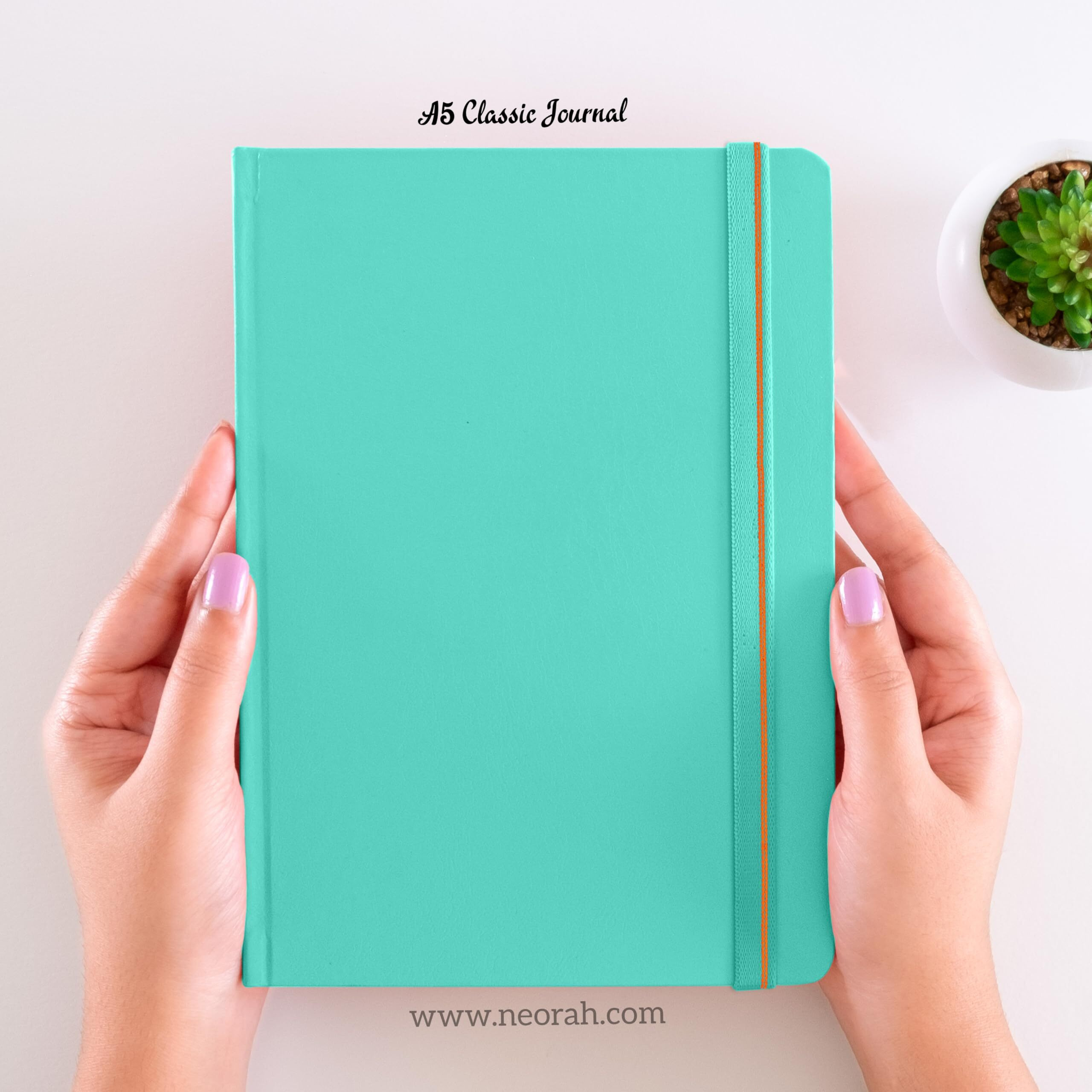 Neorah A5 Plain Classic Notebook-110 Gsm(210X148Mm)Hardcover Unruled Journal| Includes Silk Bookmark| Backpocket|Sticker Label |Journal Box- Office Notebook Journal 160Pages| Completely Handmade-Teal