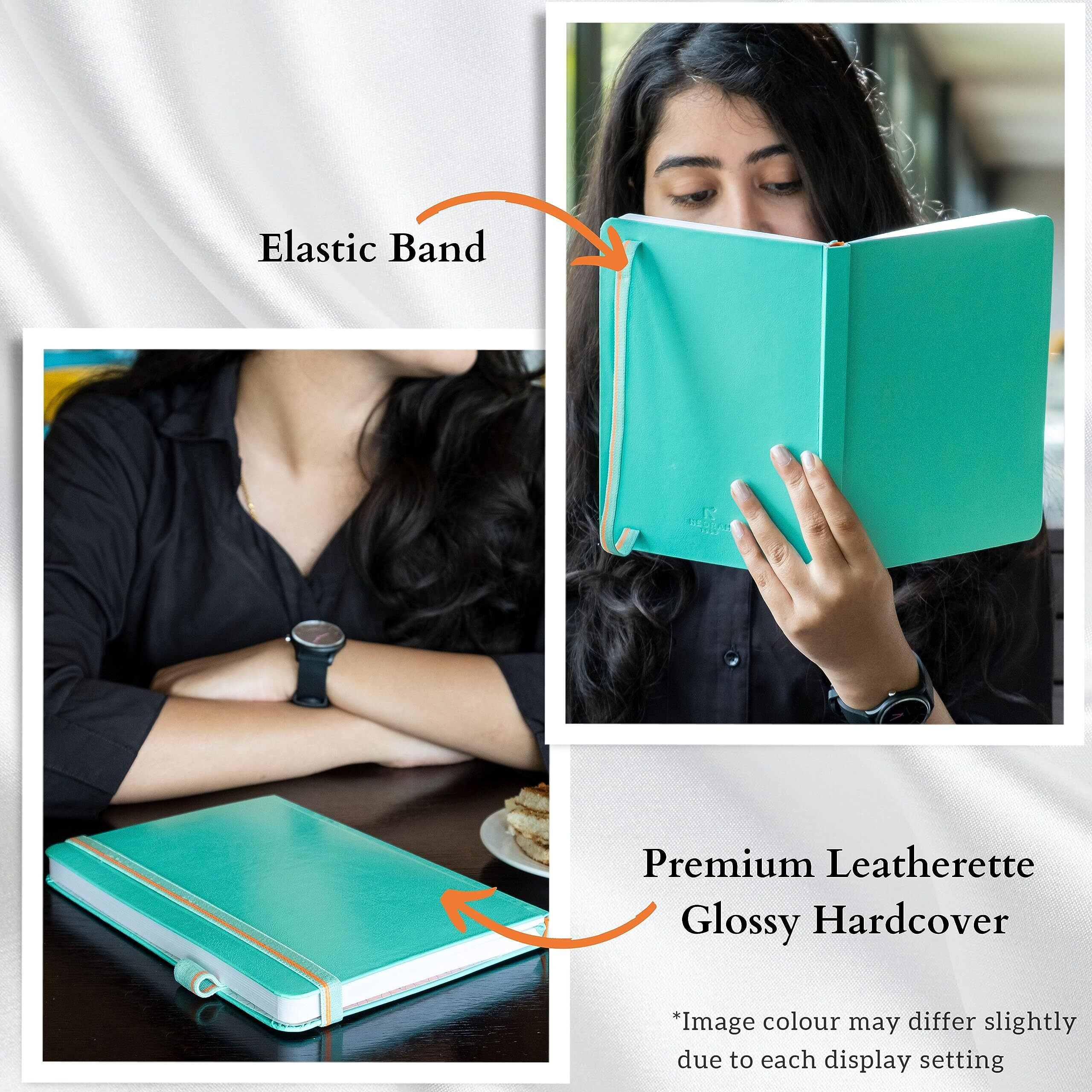 Neorah A5 Plain Classic Notebook-110 Gsm(210X148Mm)Hardcover Unruled Journal| Includes Silk Bookmark| Backpocket|Sticker Label |Journal Box- Office Notebook Journal 160Pages| Completely Handmade-Teal
