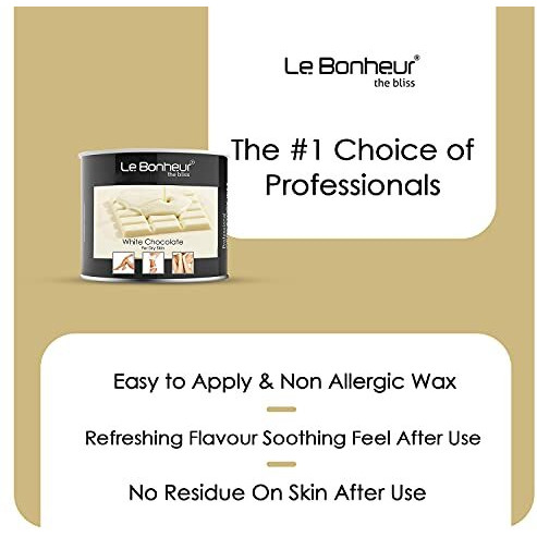 Le Bonheur White Chocolate Wax | Pure Natural - No Skin Burn - Allergen Free | For Sensitive Skin With Elastic And Creamy Texture - Full Body Wax For All Hair And Skin Types | 350Gm