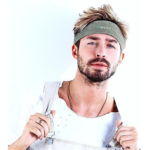 Boldfit Gym Headband For Men And Women - Sports Headband For Workout & Running, Breathable, Non-Slip Sweat Head Bands For Long Hair (Grey)