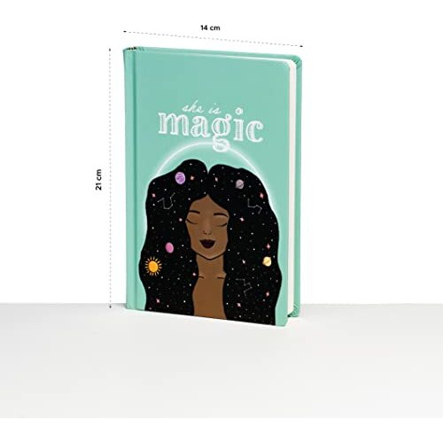 Factor Notes Hardbound Notebook 100 Gsm|A5|3 Bookmarks|200 Pages|Inner Pocket|Ruled (She Is Magic)