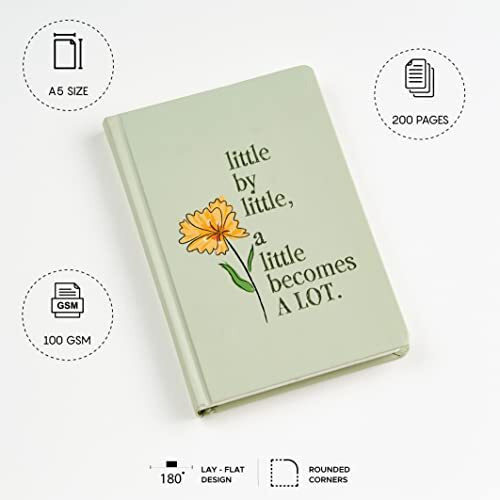 Factor Notes Hardbound Notebook 100 Gsm|A5|3 Bookmarks|200 Pages|Inner Pocket|Ruled (Little By Little)