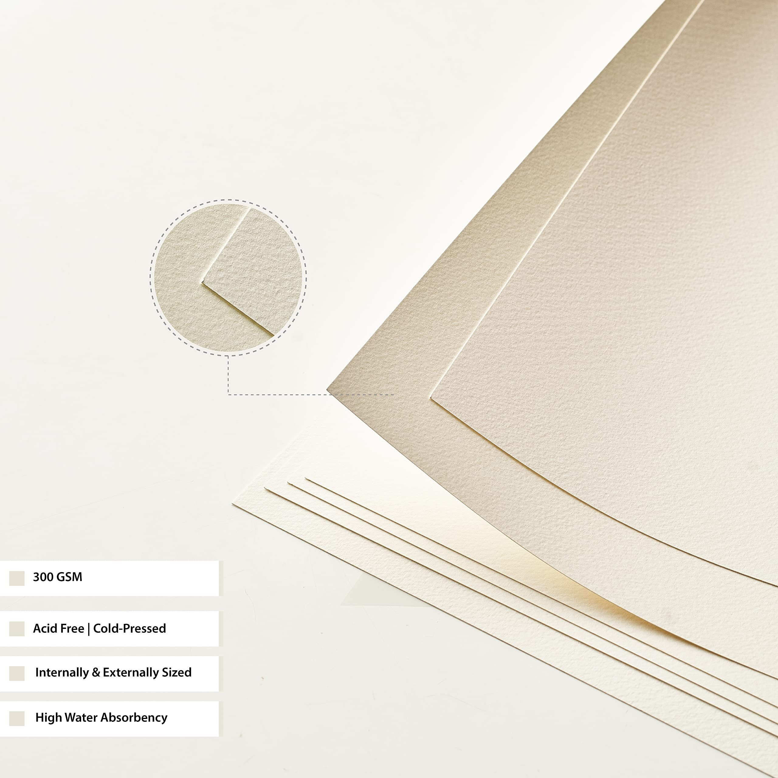 Factor Notes A4 Watercolour Sheet 300 Gsm|30% Cotton | 9 Sheets | Cold-Pressed|Acidfree, Watercolor