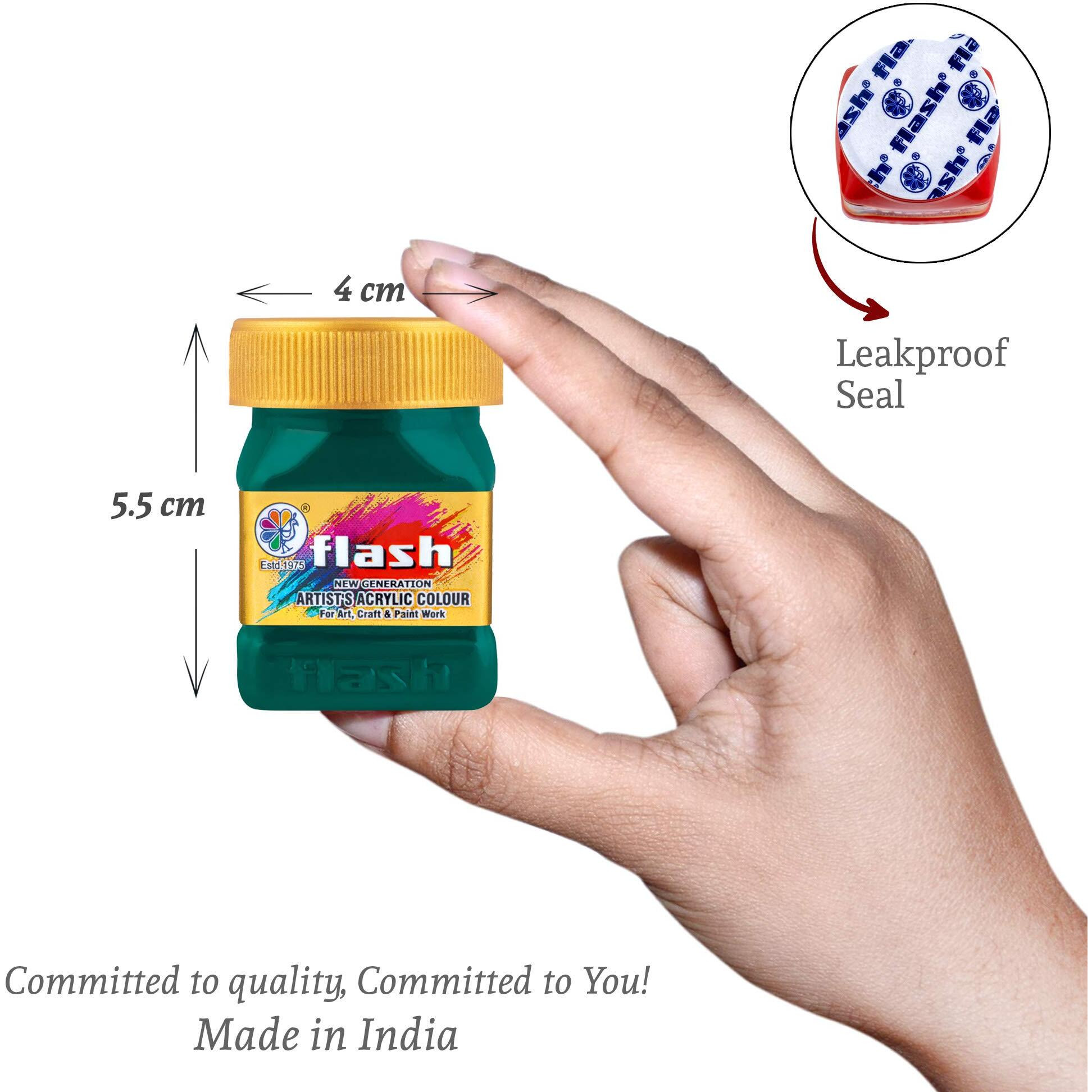 Flash Acrylic Colour Set For Adults Kids Professionals-16 Acrylic Painting Colour Set Of 50Ml Each-High Pigment Strength Eco Friendly Non Fading Non Toxic Multi Surface Acrylic Paint (50 Ml Each, 16 Colours)