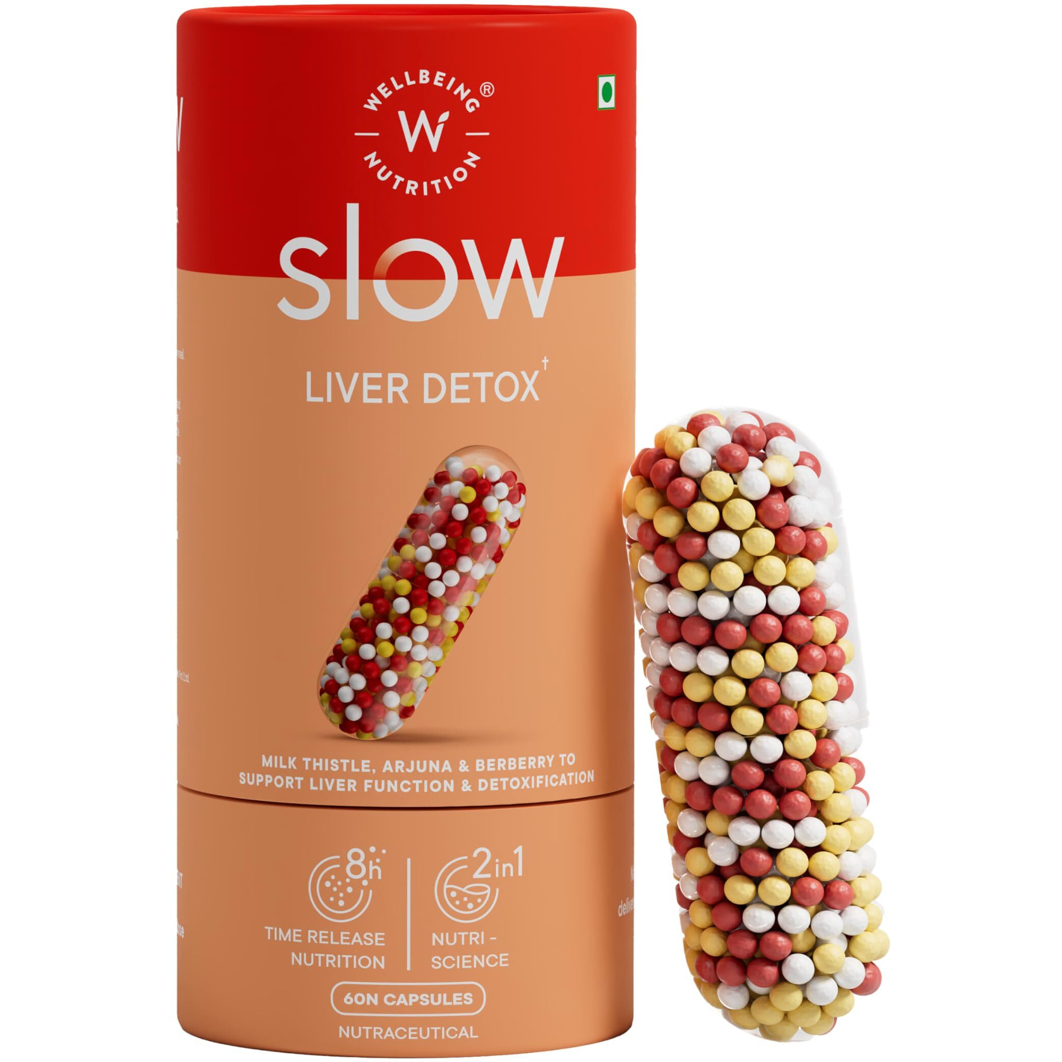 Wellbeing Nutrition Liver Detox Supplement | Clinically Proven Milk Thistle, Berberry + 6 Organic Herbs For Fatty Liver, Alcohol Detox, Liver Protection & Repair | 60 Delayed Release Veg Capsules