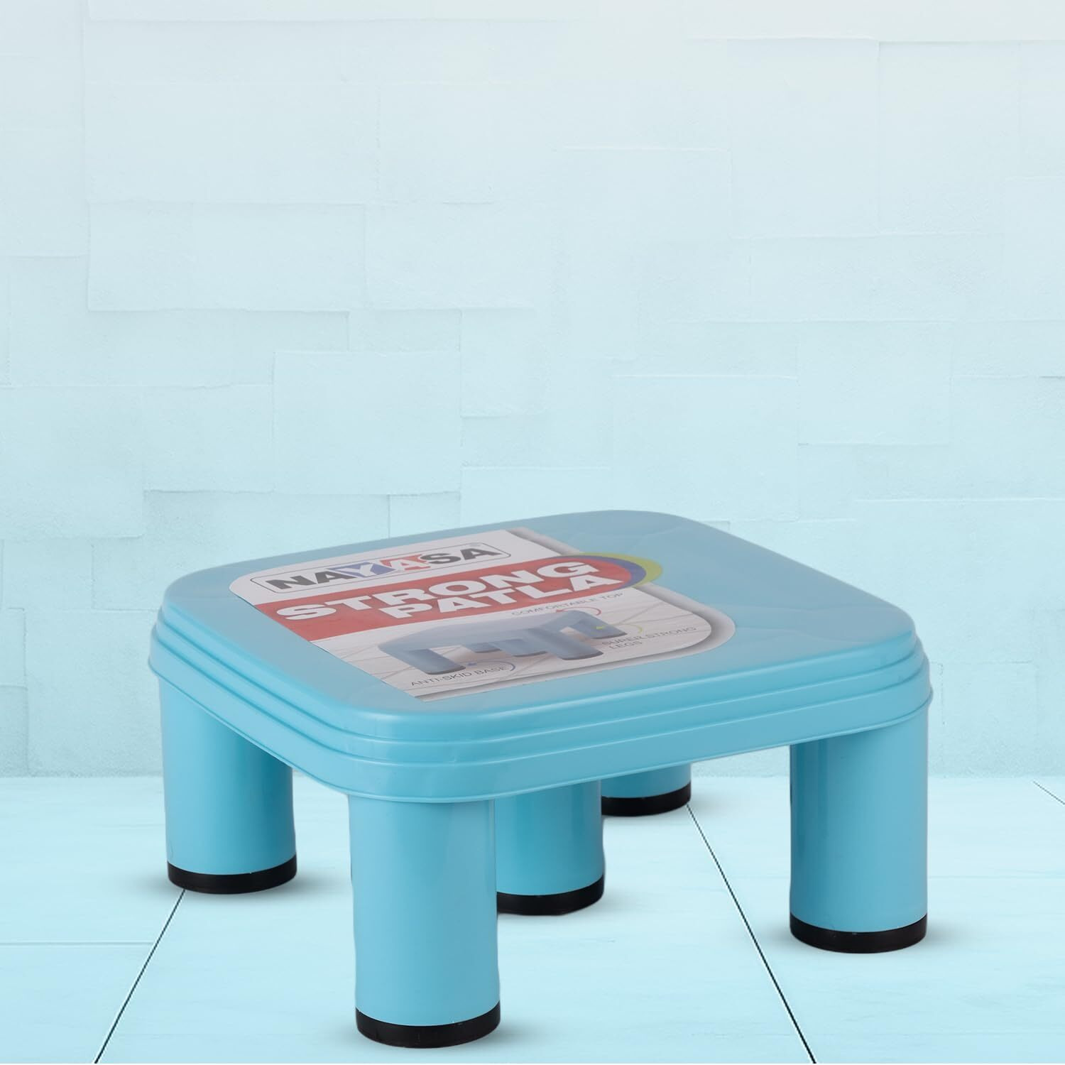 Nayasa Plastic Strong Patla| Durable Stool For Home | Light Weight Stool | Multipurpose Stool | Stool For Kitchen And Bathroom | No. 516 | Blue
