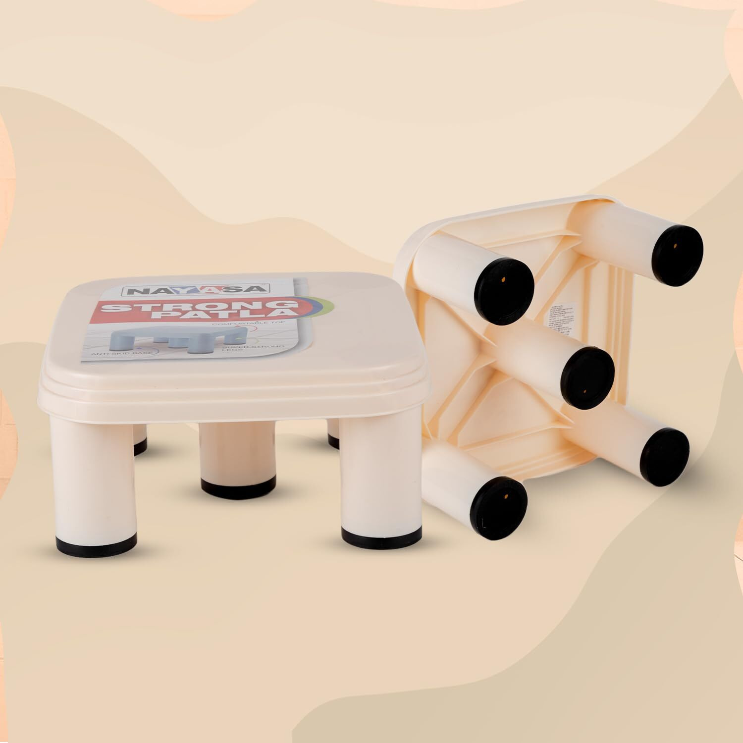 Nayasa Strong Patla | Plastic Stool For Sittng | Light Weight & Stackable | Seating Stool For Home | Durable Stool For Home | Yellow (516)