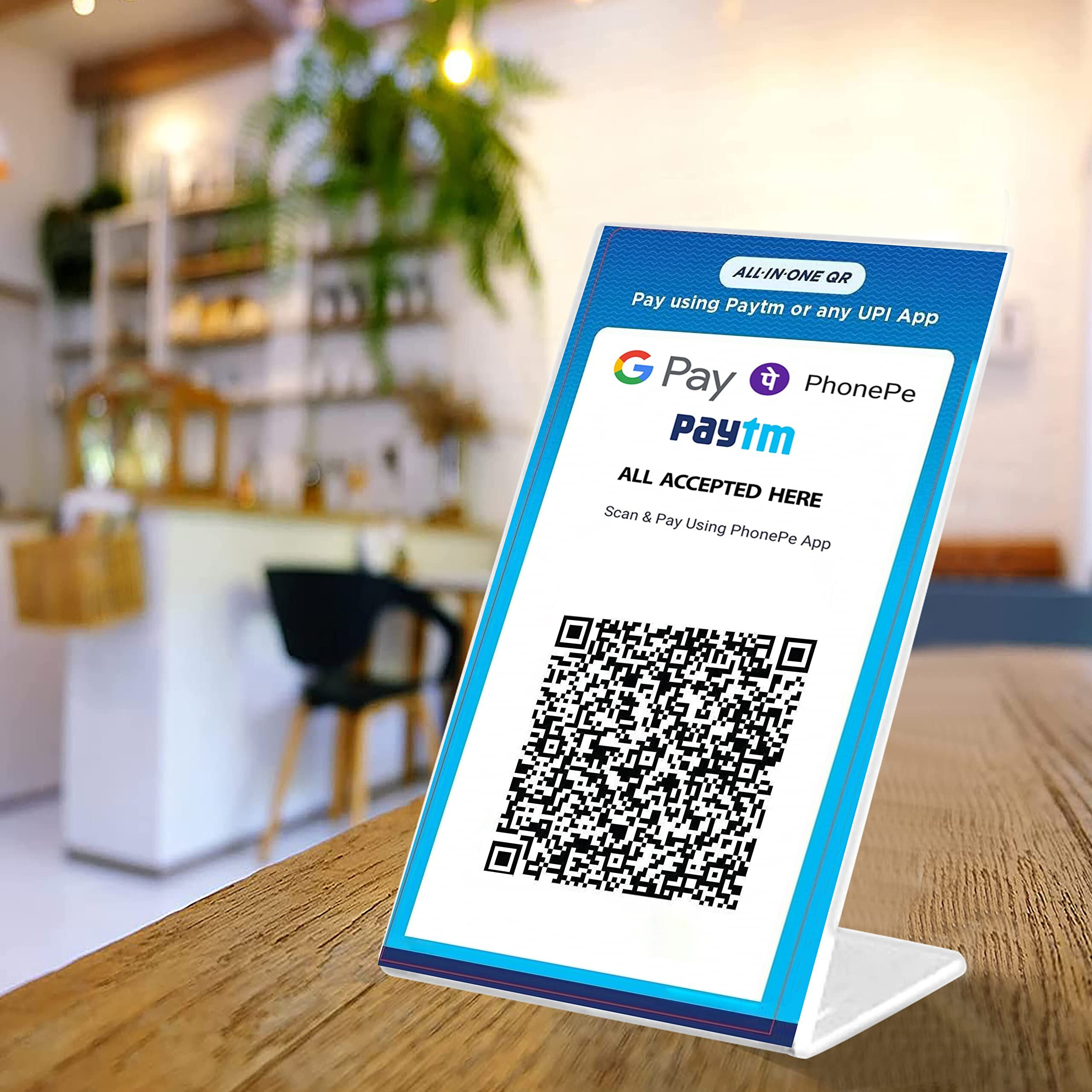 Shuban Acrylic Qr Bar Code Display Stand, Paper Stand, Perfect For Restaurants, Promotions, Photo Frames For Bhim, Phonepe, Google Pay Stand 4" X 6" (A6) (Pack Of 12)