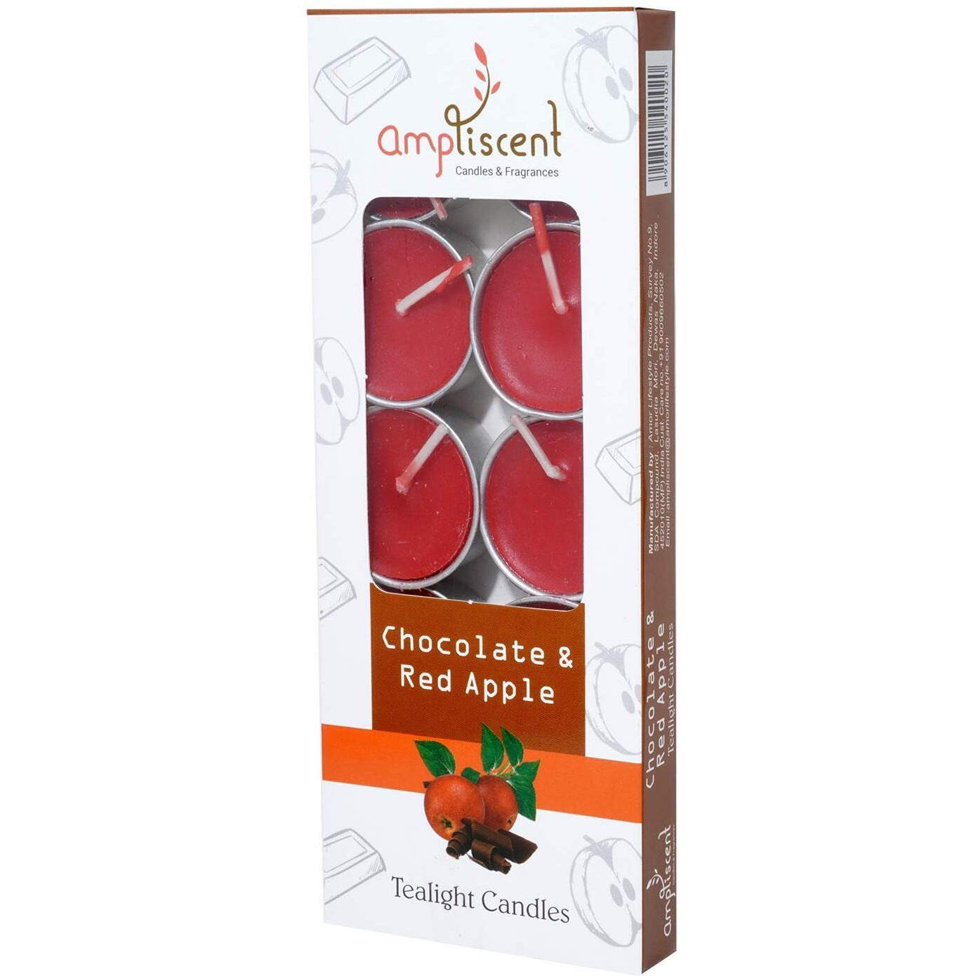 Ampliscent Tea Lights Candles Aromatherapy Candle Natural Soy Wax For Candle Holder And Gift Set (Chocolate Red Apple + Fruit Splash + Citrus Orange) (Pack Of 3, 30 Candles)