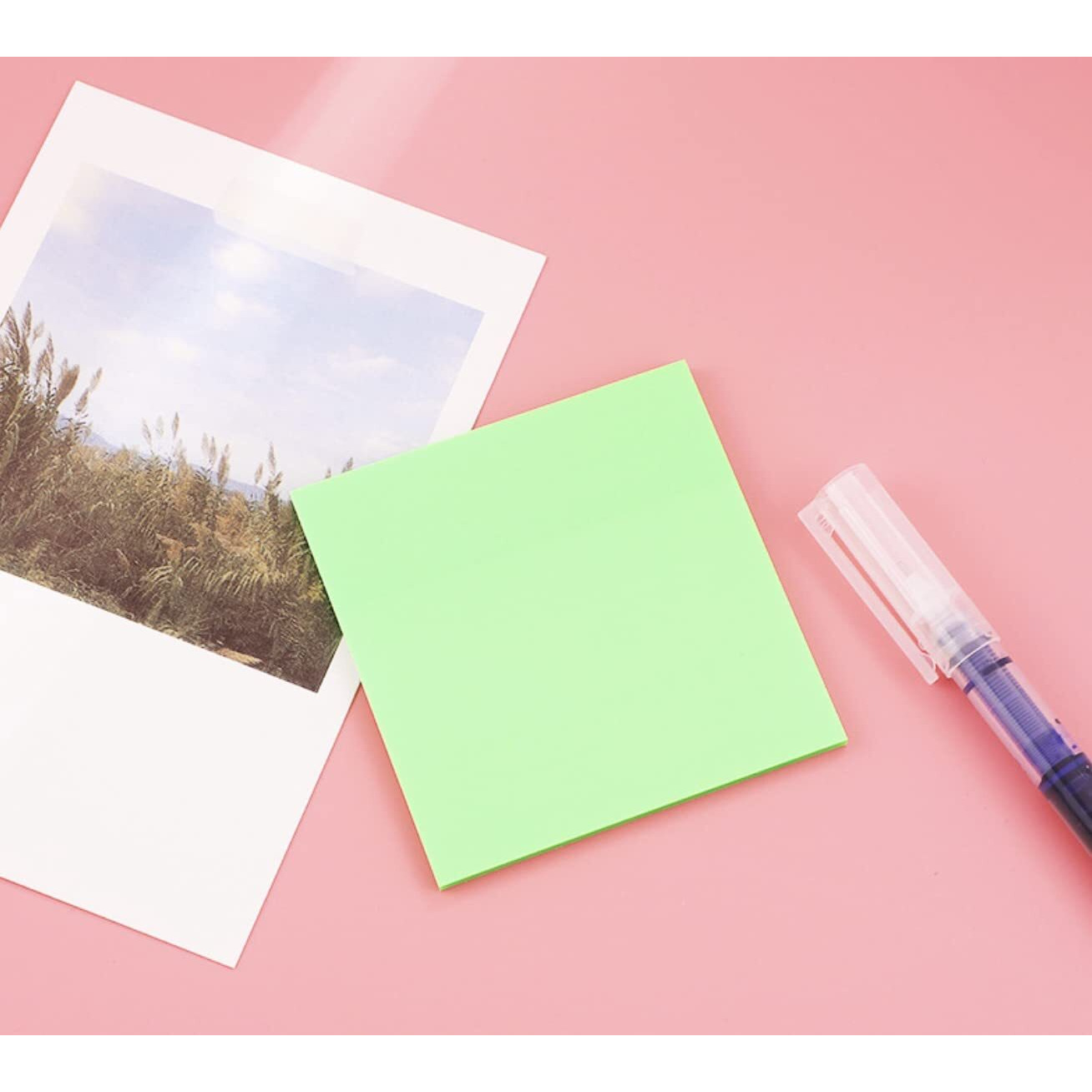 Aminit Transparent Sticky Notes Pastel Sticky Note Clear Self-Sticky Annotation, Waterproof Translucent Color Memo Pad For Office & School Pack 1
