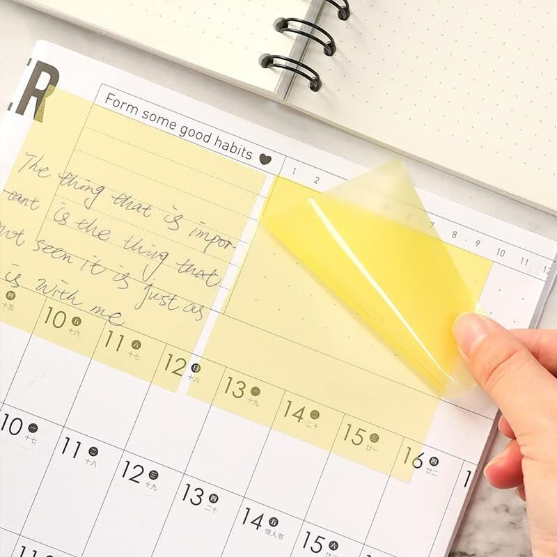 Aminit Transparent Sticky Notes Pastel Sticky Note Clear Self-Sticky Annotation, Waterproof Translucent Color Memo Pad For Office & School Pack 3