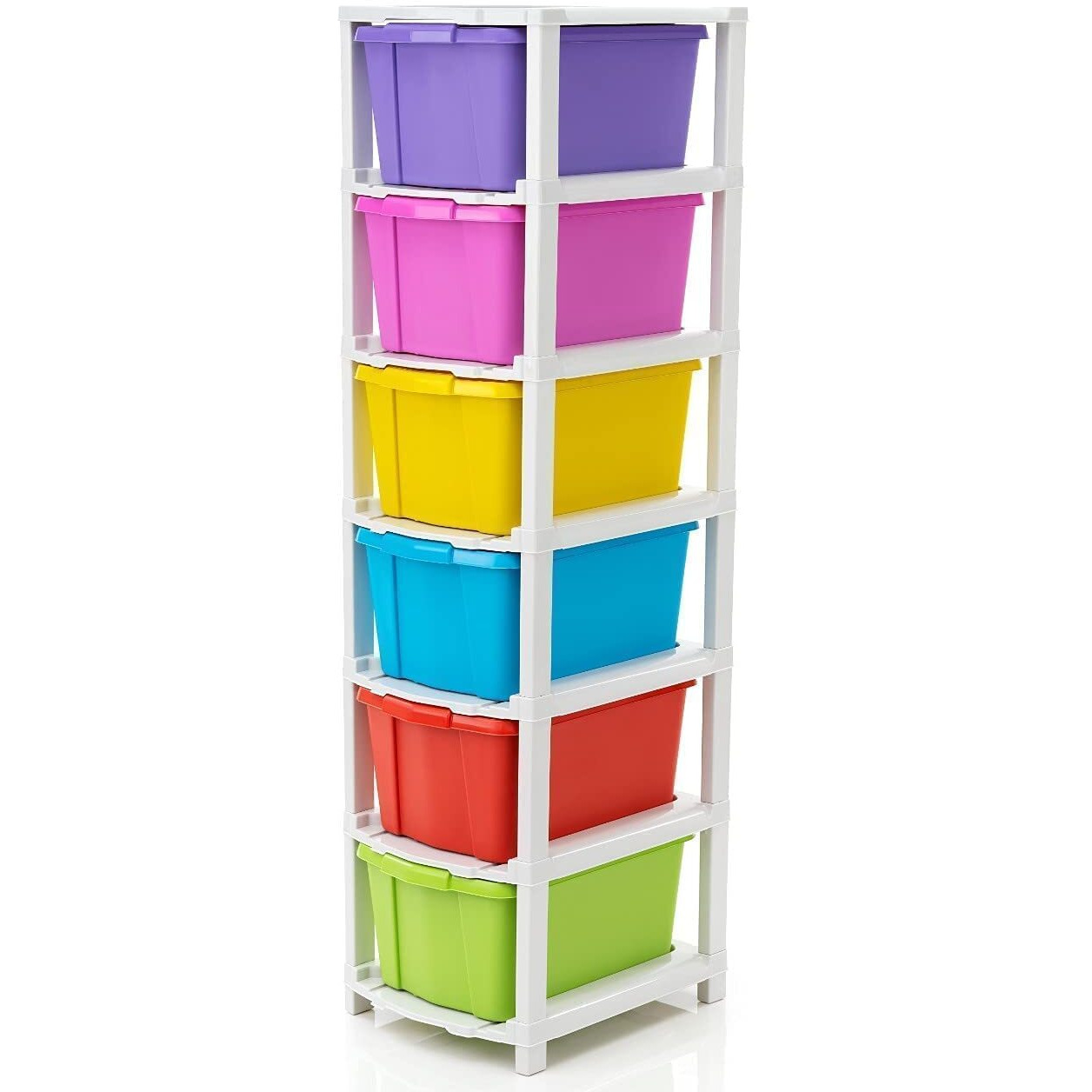 Groznol 6 Xl Plastic Modular Drawer System For Home, Office, Hospital, Parlor, School, Doctors, Home And Kids, Product Dimension When Assembeled (31Cmx39Cmx116Cm) (6Xl) (Multi-Colour)