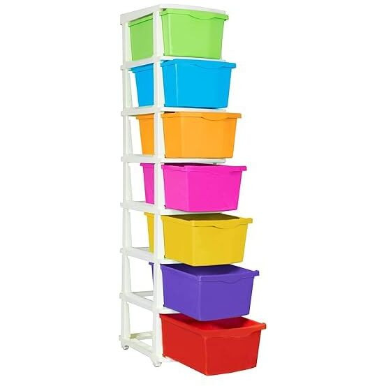 Groznol 6 Xl Plastic Modular Drawer System For Home, Office, Hospital, Parlor, School, Doctors, Home And Kids, Product Dimension When Assembeled (31Cmx39Cmx116Cm) (6Xl) (Multi-Colour)