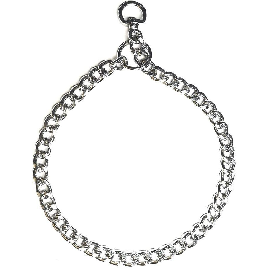 Rvpaws Dog's Chrome Plated Diamond Training Choke Chain Collars,Dog Neck Collar Belt For Large Dogs (Grind 6) - L 24 Inch Collar / 4 Mm Thick With 2 Metal End Circles Ring Swivel