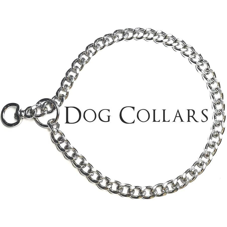 Rvpaws Dog's Chrome Plated Diamond Training Choke Chain Collars,Dog Neck Collar Belt For Large Dogs (Grind 6) - L 24 Inch Collar / 4 Mm Thick With 2 Metal End Circles Ring Swivel
