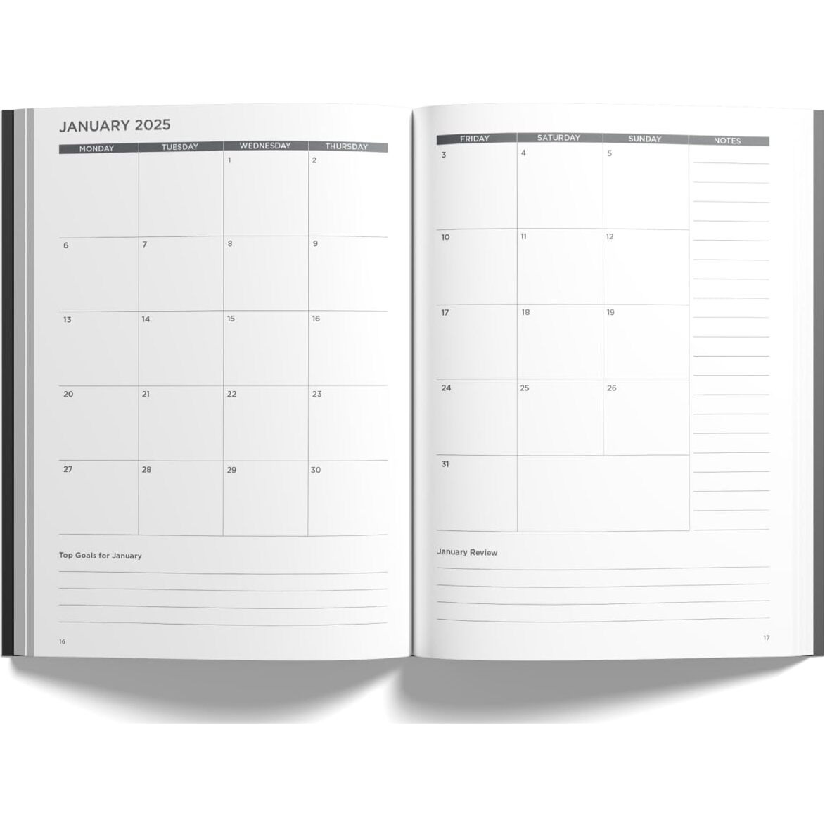 Lauret Blanc 2025 Dated Life Planner Diary, Daily, Weekly, Monthly Organizer, Habit, Fitness, Meal, Budget Tracker