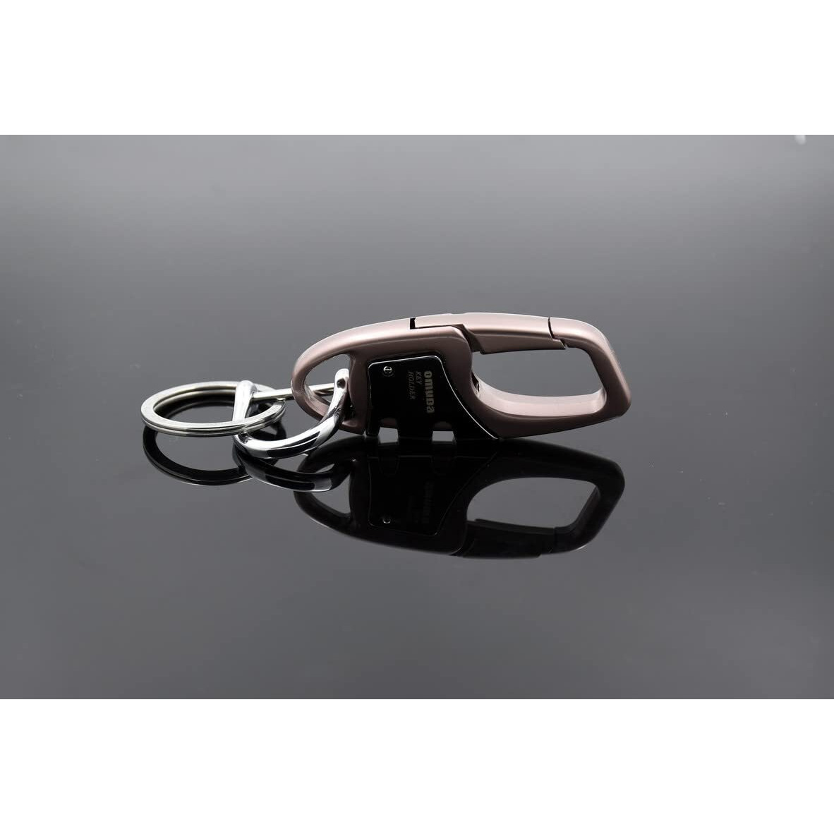 Omuda Stylish Hook Locking Silver Metal Carabiner Double Ring Hook Metal Key Chain For Men & Women