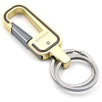 Omuda Stylish Hook Locking Silver Metal Carabiner Double Ring Hook Metal Key Chain For Men & Women