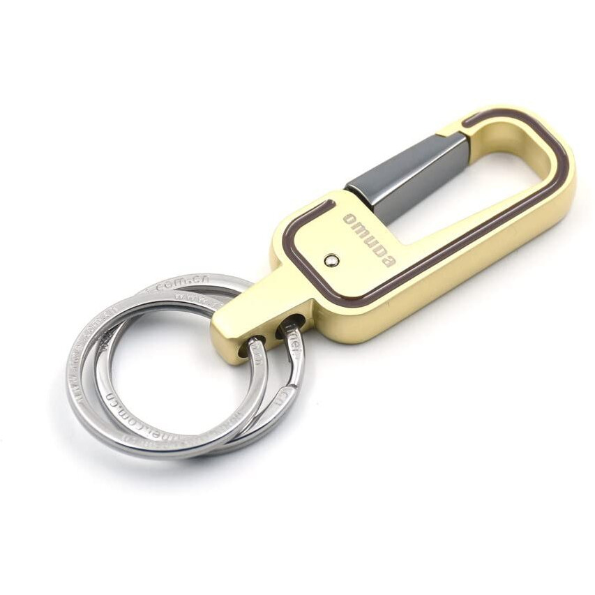 Omuda Stylish Hook Locking Silver Metal Carabiner Double Ring Hook Metal Key Chain For Men & Women