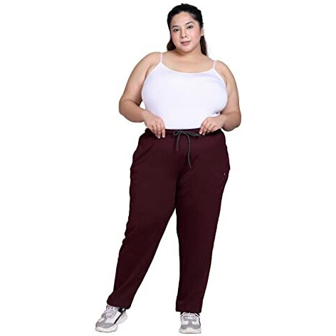 Cupid Women Plus Size Cotton Comfortable Night Track Pant, Lower, Sports Trouser, Lounge N Daily Gym Wear For Ladies_6X-Large_Wine Regular