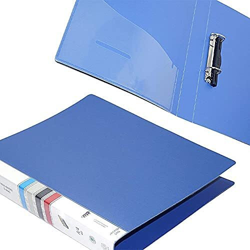 More Buy Plastic File Folder 2D Ring Binder A4 Size Tough & Durable Ring Binder Box Board File(Heavy Plastic (Blue - Pack Of - 8)