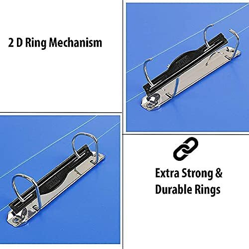 More Buy Plastic File Folder 2D Ring Binder A4 Size Tough & Durable Ring Binder Box Board File(Heavy Plastic (Blue - Pack Of - 8)