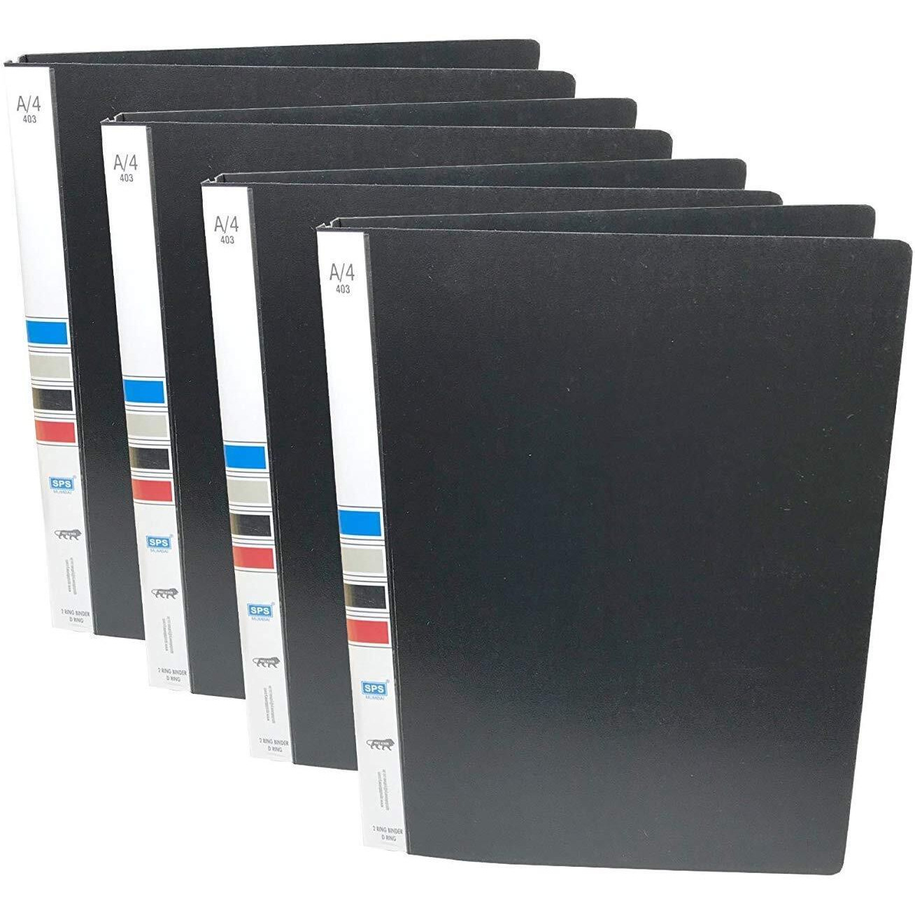 More Buy Plastic File Folder 2D Ring Binder A4 Size Tough & Durable Ring Binder Box Board File(Heavy Plastic (Black - Pack Of - 8)