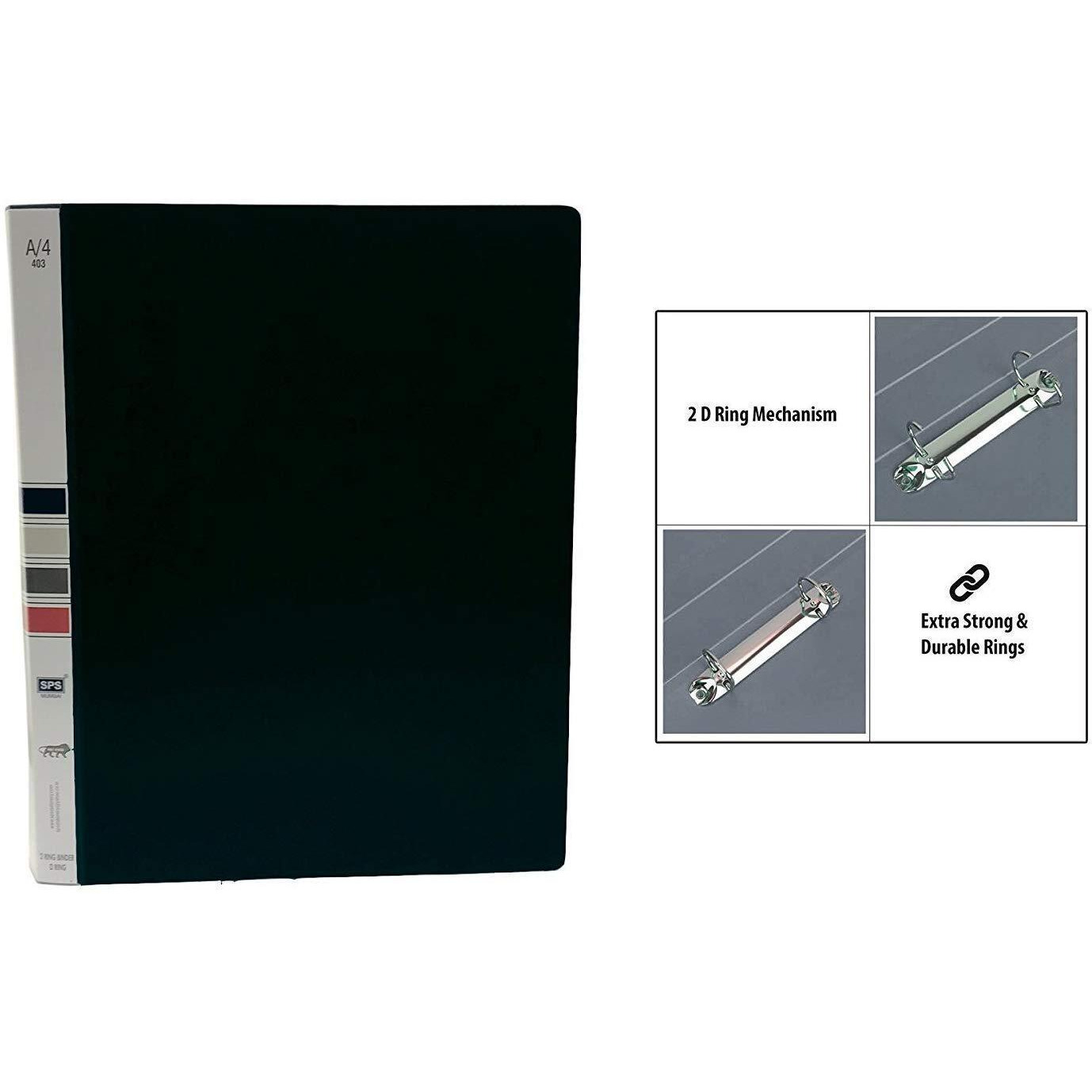 More Buy Plastic File Folder 2D Ring Binder A4 Size Tough & Durable Ring Binder Box Board File(Heavy Plastic (Black - Pack Of - 8)