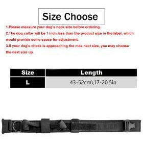 Qpets Dogs Collar For Large Dogs, Adjustable Nylon Tactical Dog Belt With Strap Handle, Dog Training Collar Quick Release Metal Buckle For Medium Adult Dogs (43-52Cm, Black)