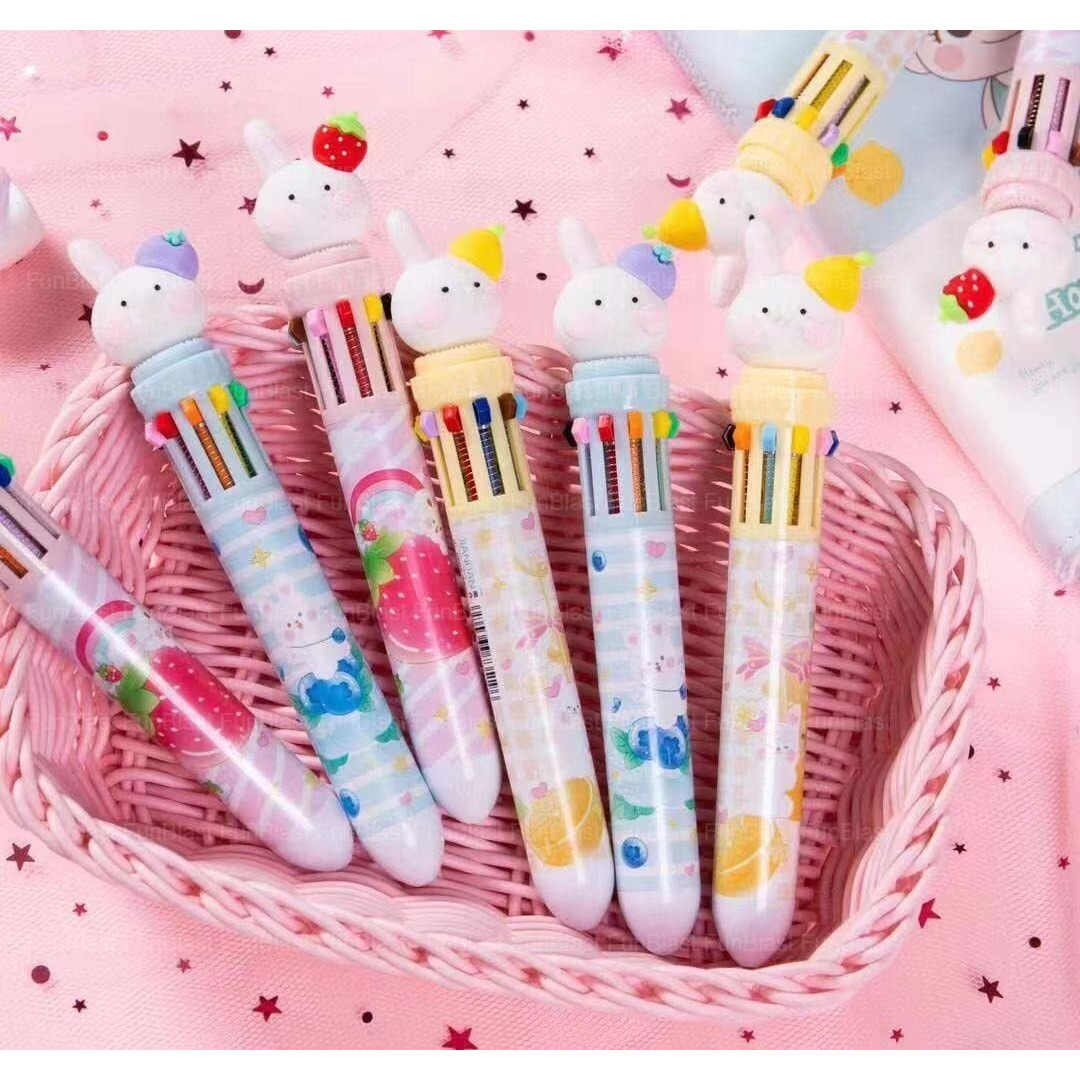 Funblast 10 In 1 Pens For Kids Ball Pen Set For School&Office-Cartoon Pen For Office,School Stationery Items For Kids-Stationery Kit,Stationery Set,Birthday Return Gift (6 Pcs),Blue