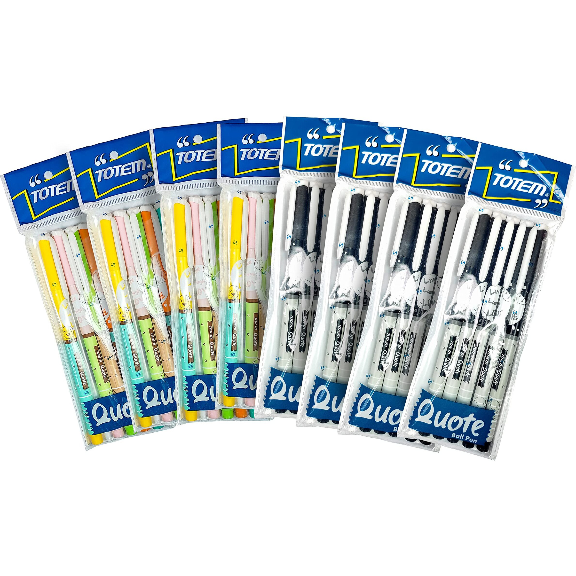 Totem Quote Ball Pens | 40 Pens (20 Blue Ink & 20 Black Ink) | Fragrance Ink | Gifts For Kids | Emoji Themed Body Colours | 0.7 Mm Tip | Pens For Writing | Perfect For Students | Stick Pen Set