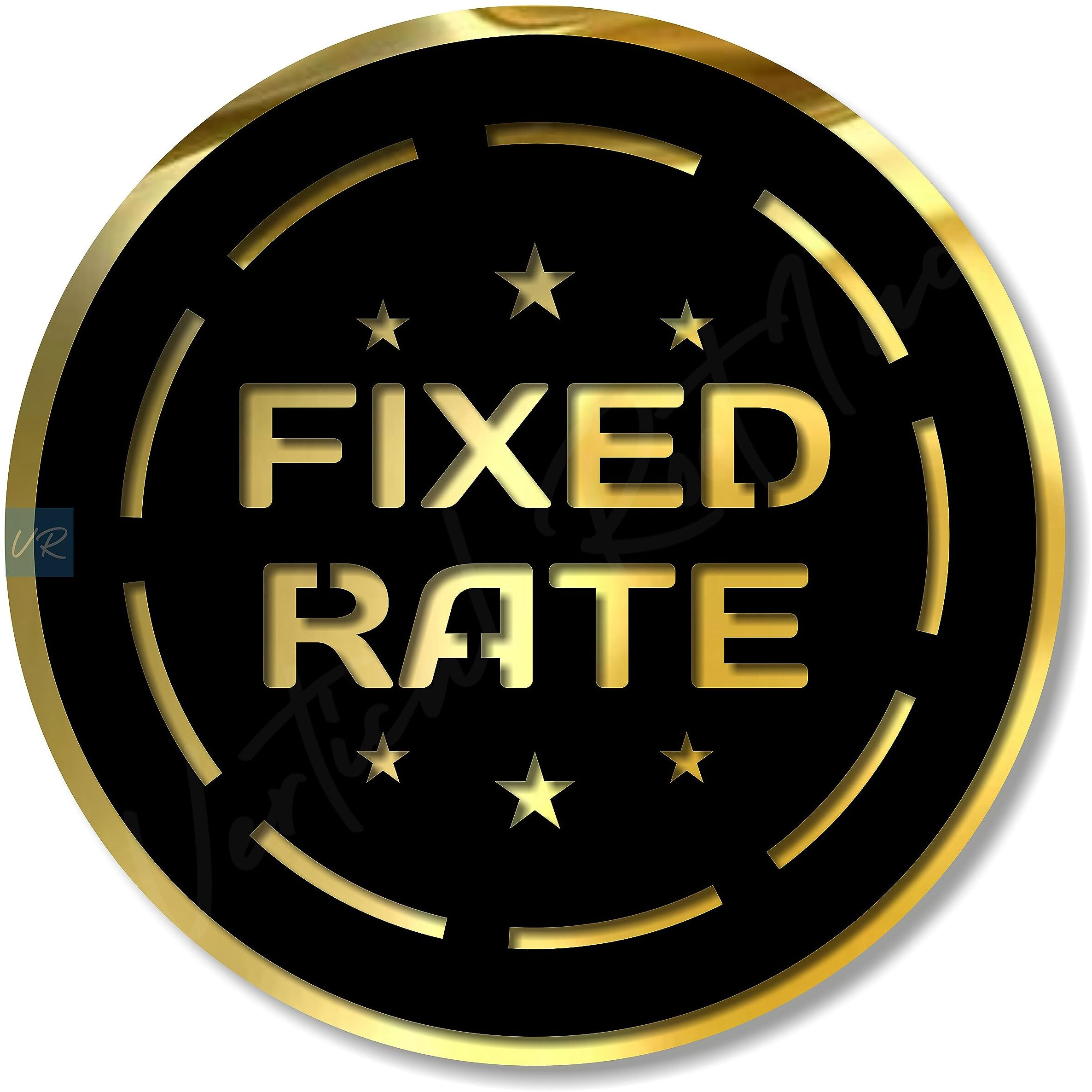 Vertical Root Inc |Fixed Rate Black Gold Self Adhesive Sign 5.8 Inch By 5.8 Inch, Mall Business Stores Cafe Shop Hospital School Office Hotel Corporate