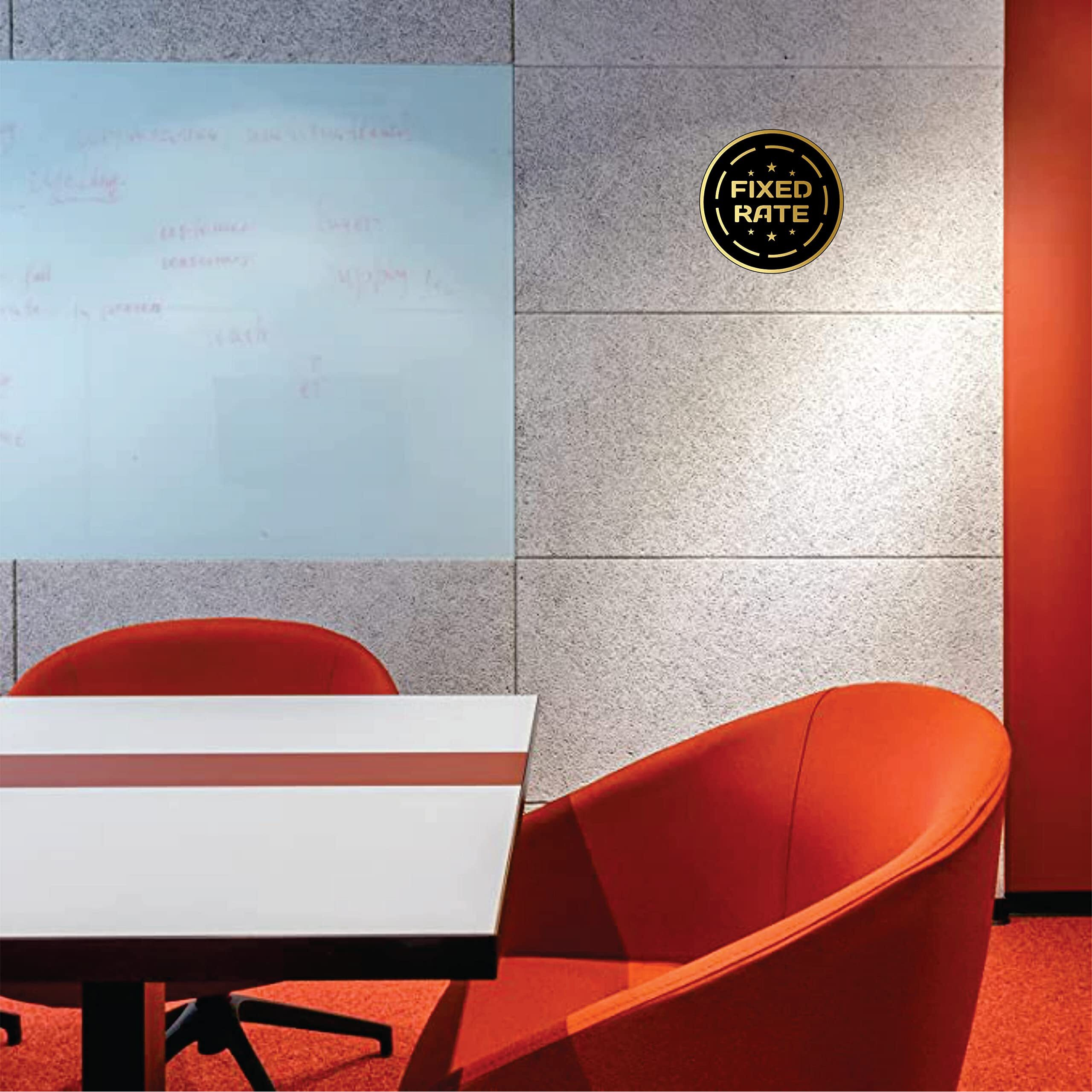 Vertical Root Inc |Fixed Rate Black Gold Self Adhesive Sign 5.8 Inch By 5.8 Inch, Mall Business Stores Cafe Shop Hospital School Office Hotel Corporate