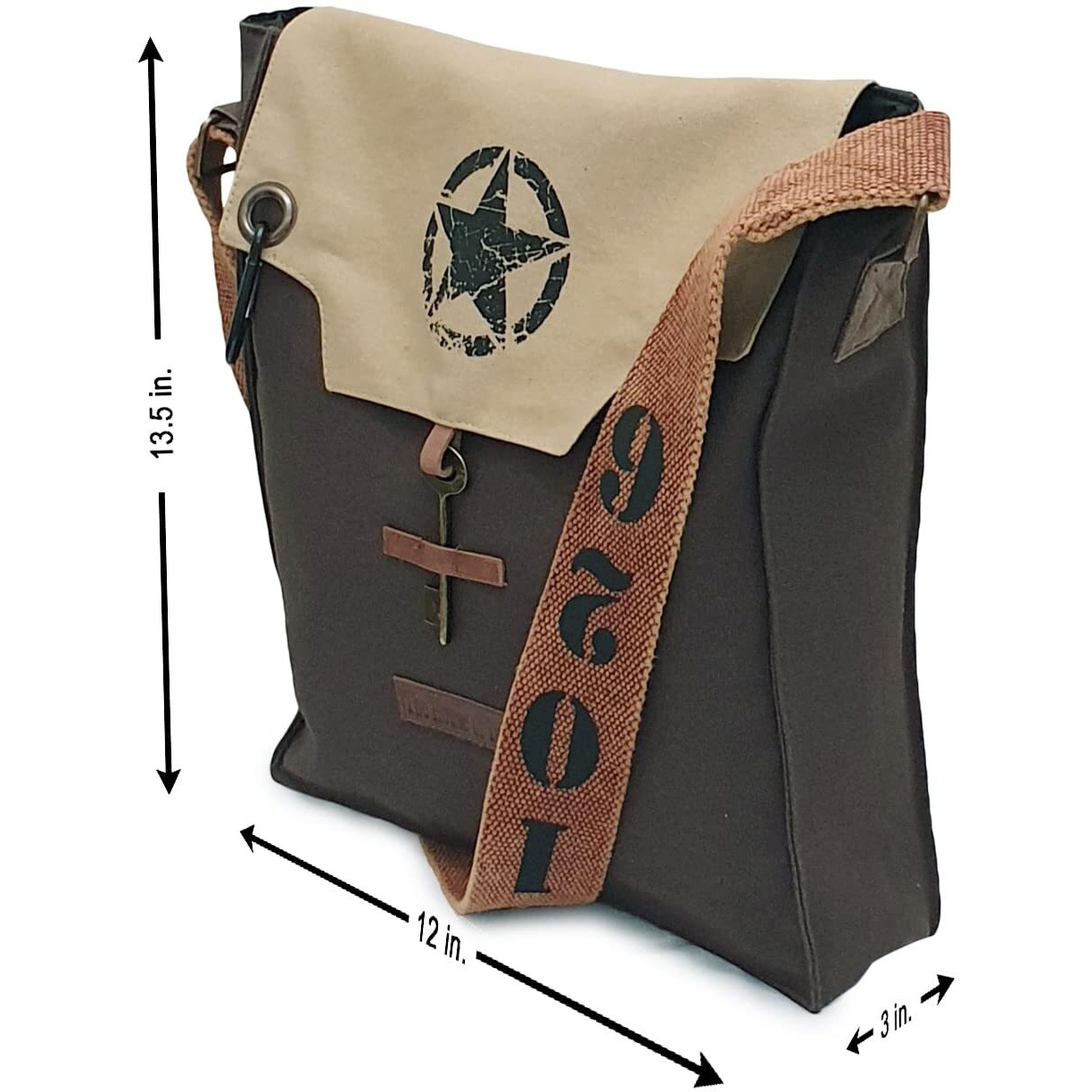 The House Of Tara Sturdy Cotton Canvas Messenger Bags For Men And Women | With Two Magnetic Snap Buttons Flap Closure, Adjustable Body Strap & Multiutility Lobster Hook (Brown Melange Camel)