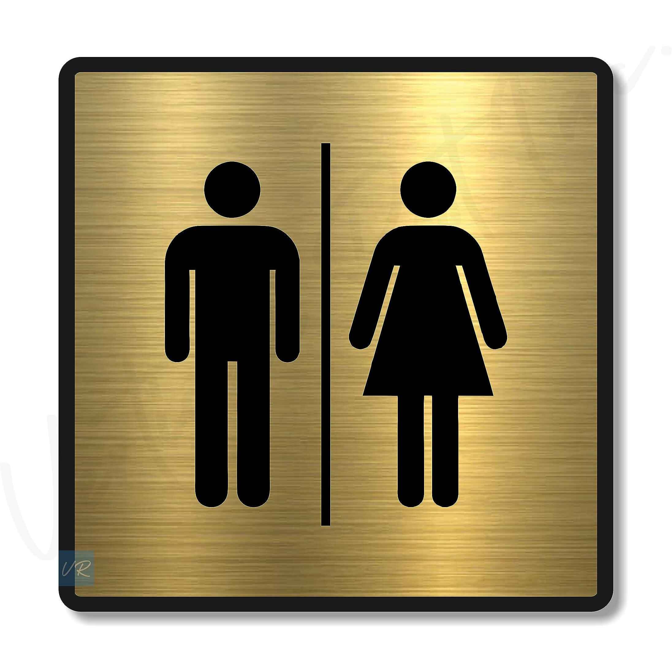 Vertical Root Inc Premium Brush Finish Gold Acrylic Unisex Washroom Men Women Sign Easy To Mount 3M Double Side Tape 5.8 Inch Self-Adhesive Business Stores Cafe Shop Hospital School Office Hotel